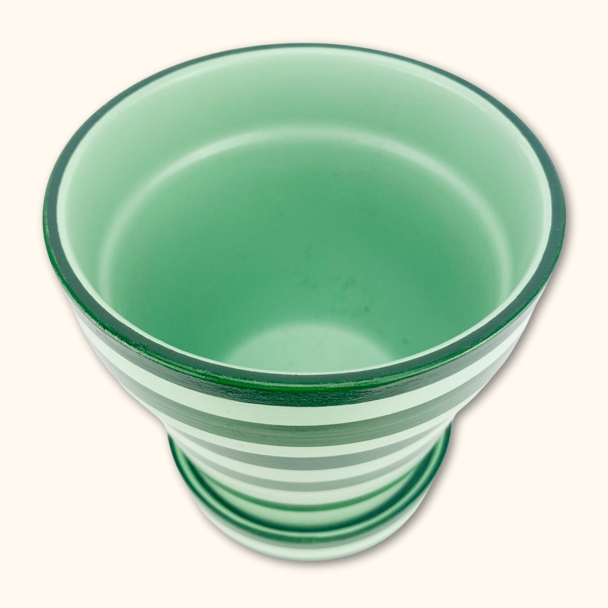 Green Striped Plant Pot - - Plant pots