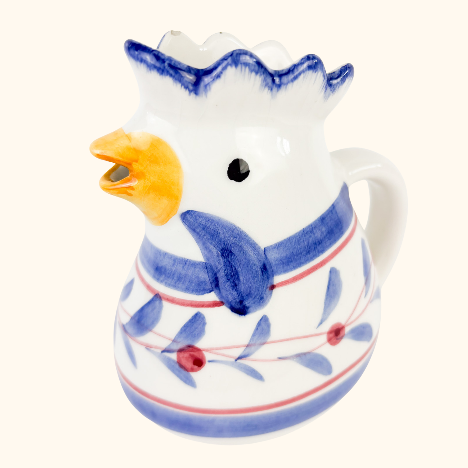 Vintage Italian Ceramic Chicken Rooster Jug Sunshine Thrift
