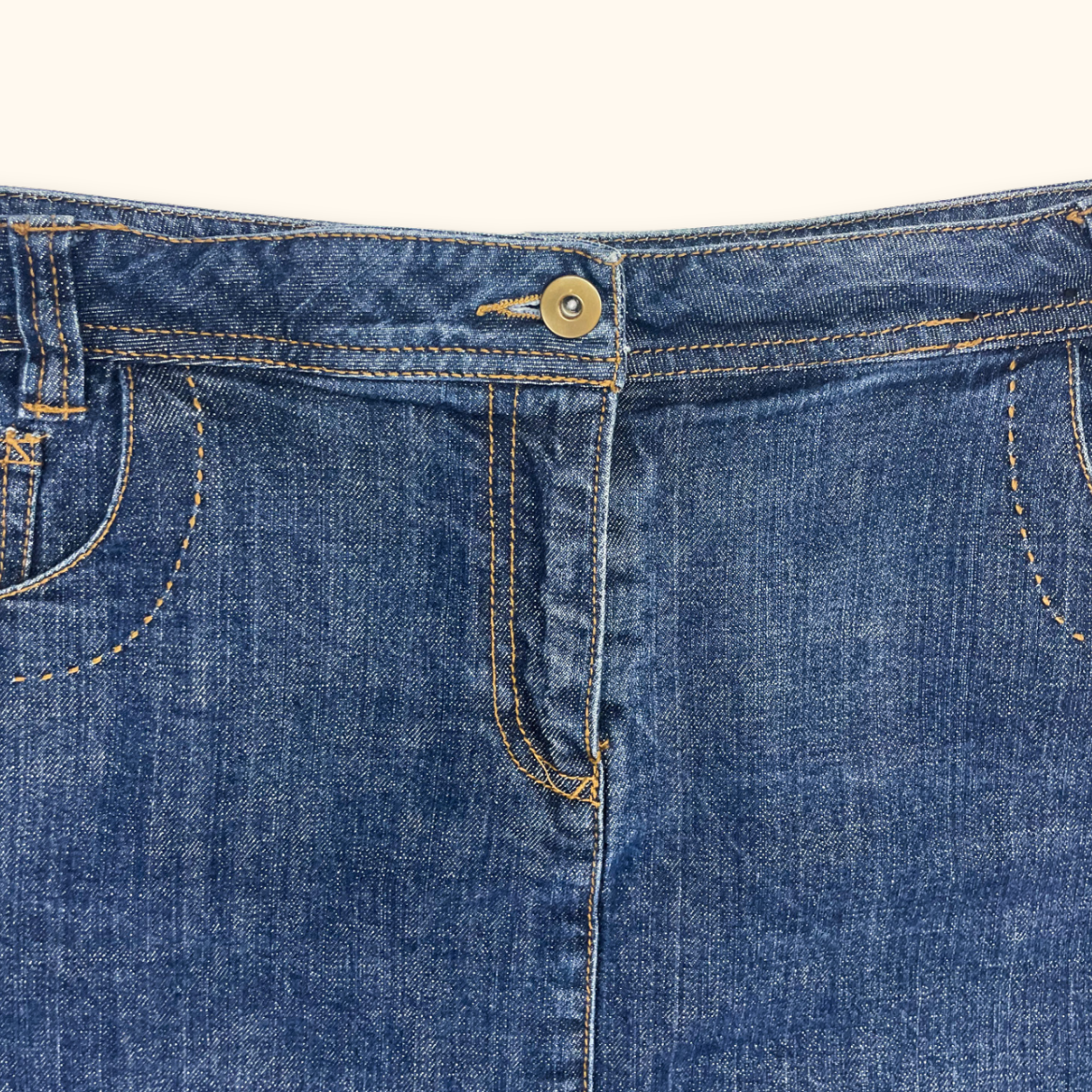 Vintage BHS Deep Blue Denim Mini Skirt - Size 16 Petite BHS