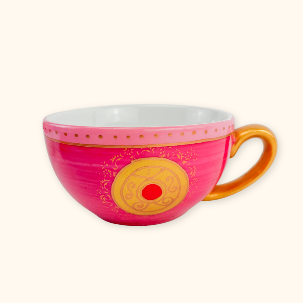 Pink and Gold Tea For One Teapot and Cup Porcellan Brandani
