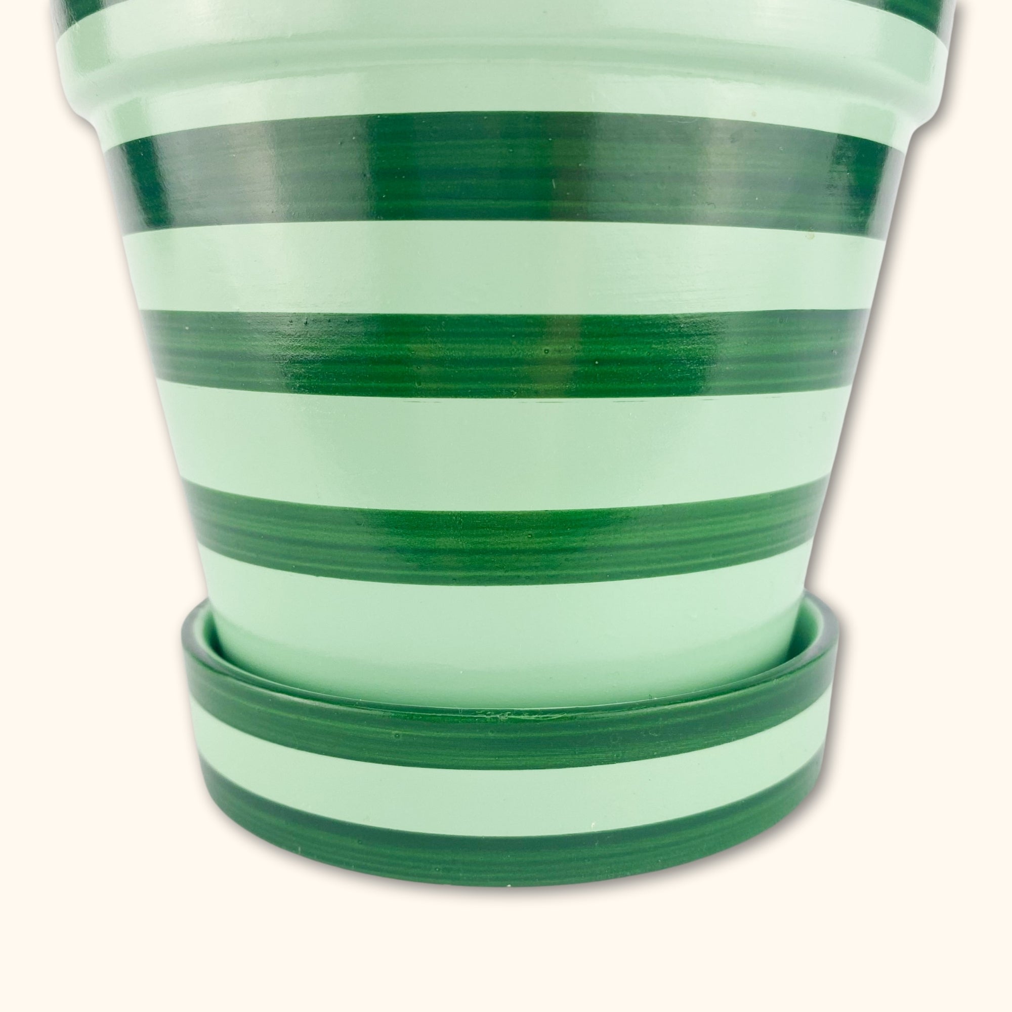 Green Striped Plant Pot - - Plant pots