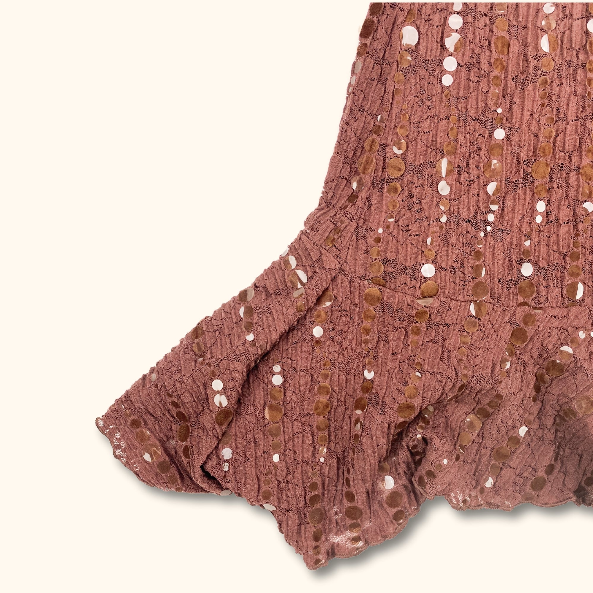 Y2K Brown Lace Midi Dress - Size Small - - Dresses