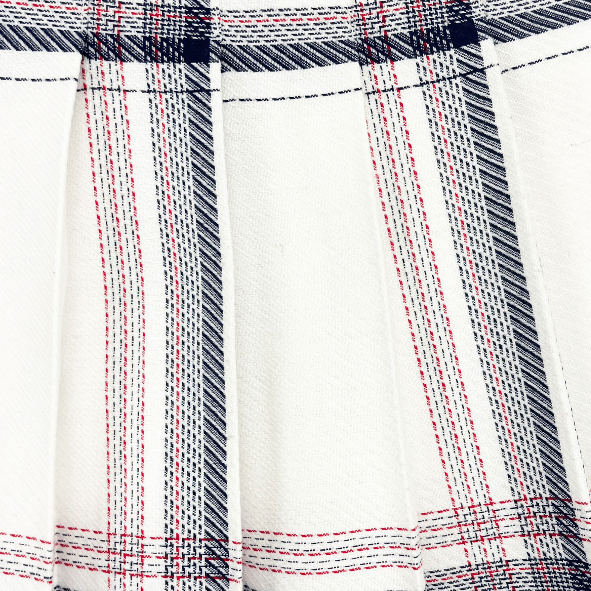 St Michael White and Navy Pleated Mini Skirt - Size XS St Michael