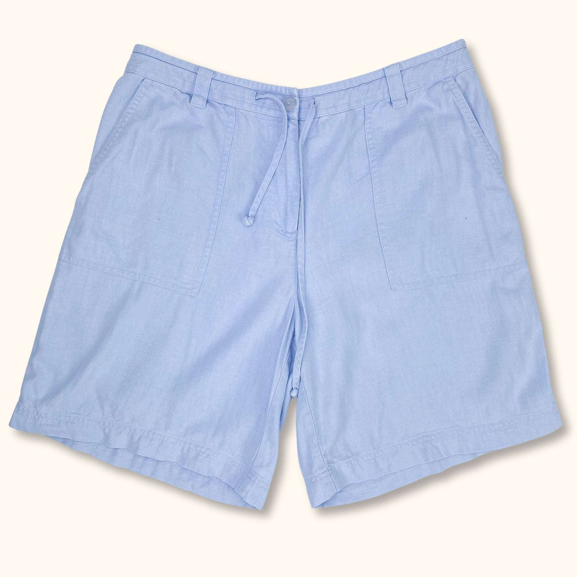 Light Blue Linen Blend Shorts - Size Medium -  -