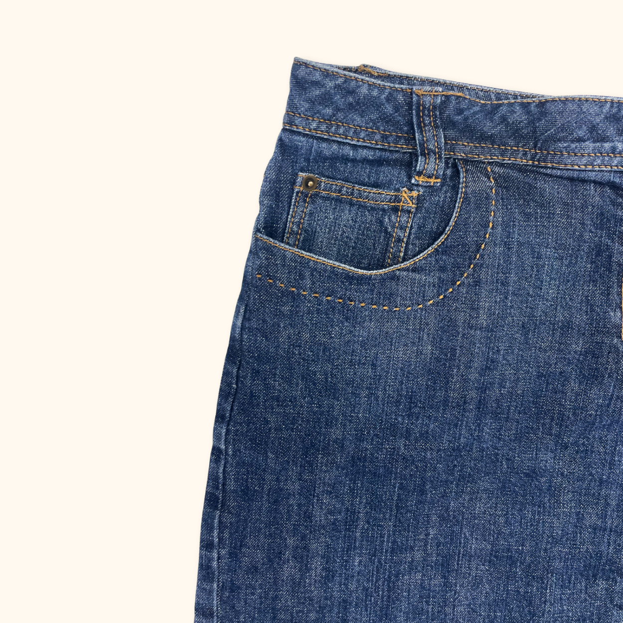 Vintage BHS Deep Blue Denim Mini Skirt - Size 16 Petite BHS