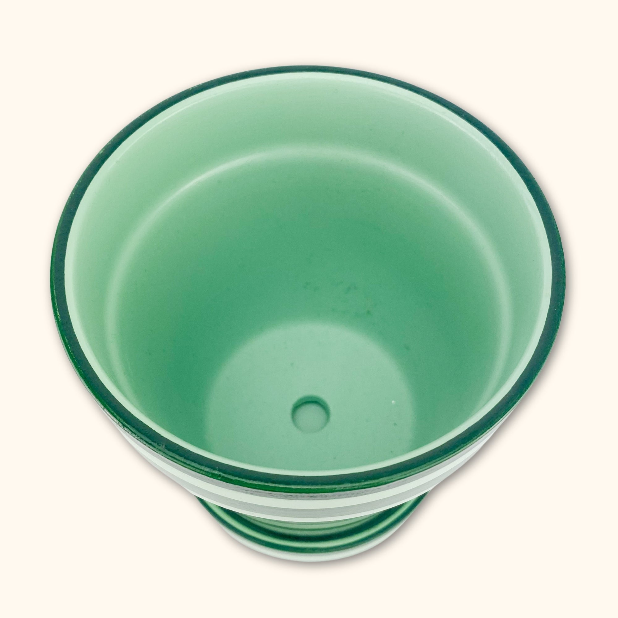 Green Striped Plant Pot - - Plant pots