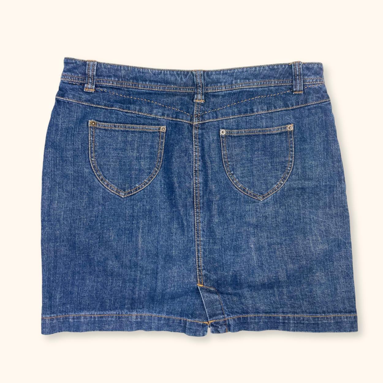 Vintage BHS Deep Blue Denim Mini Skirt - Size 16 Petite BHS