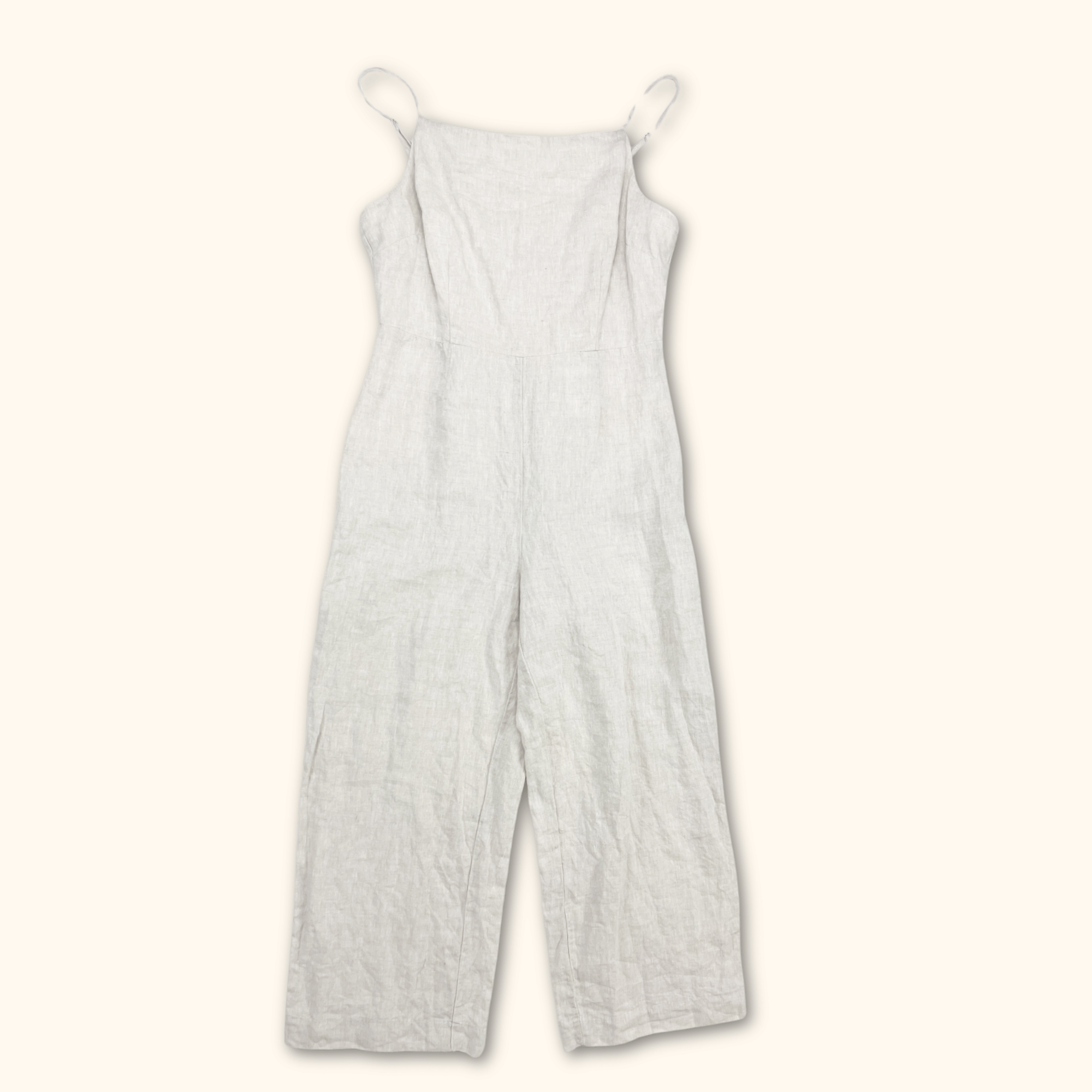 H&M Beige 100% Linen Jumpsuit - Size Medium H&M