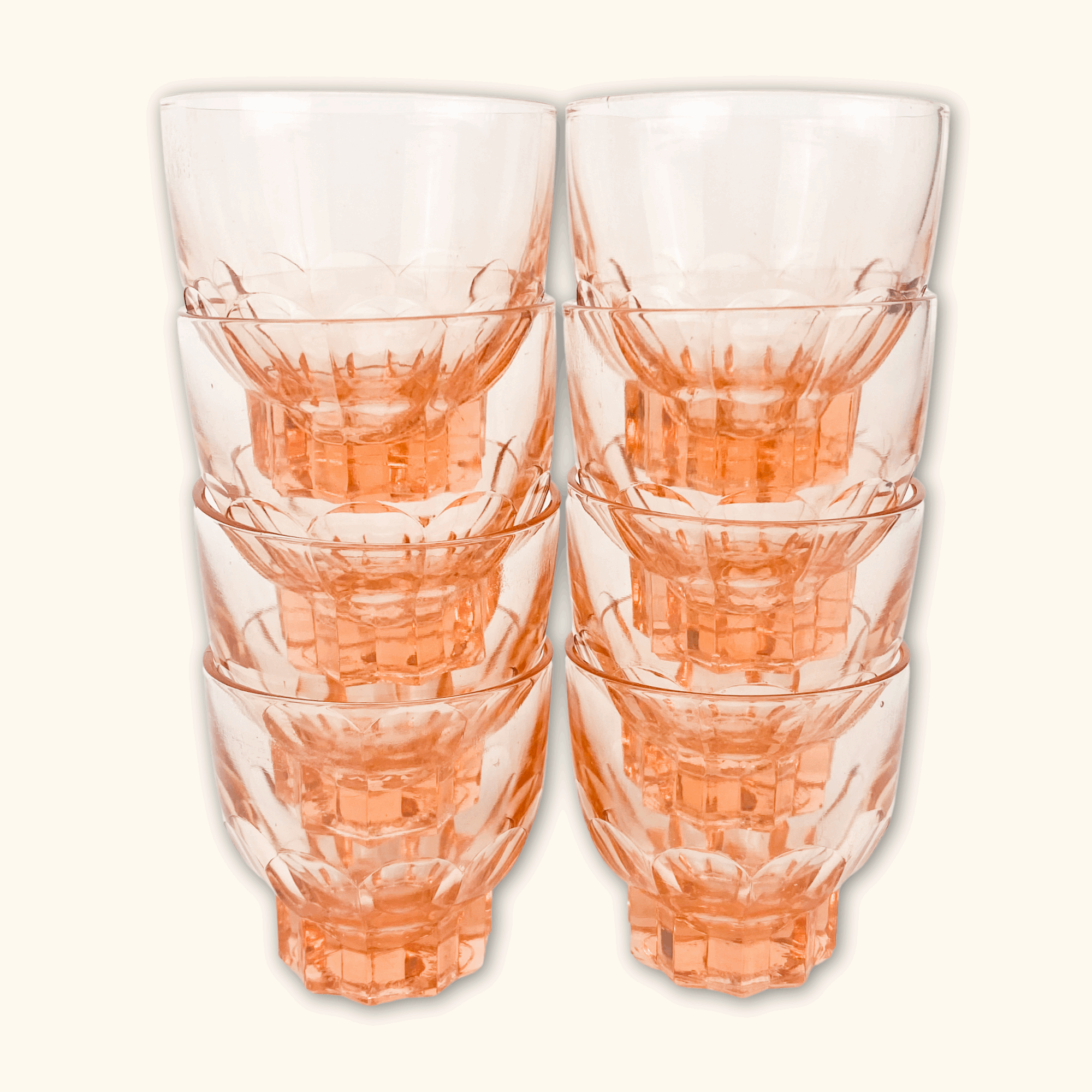 Vintage French Rose Pink Shot Glasses - Set of 4 - - Kitchenware