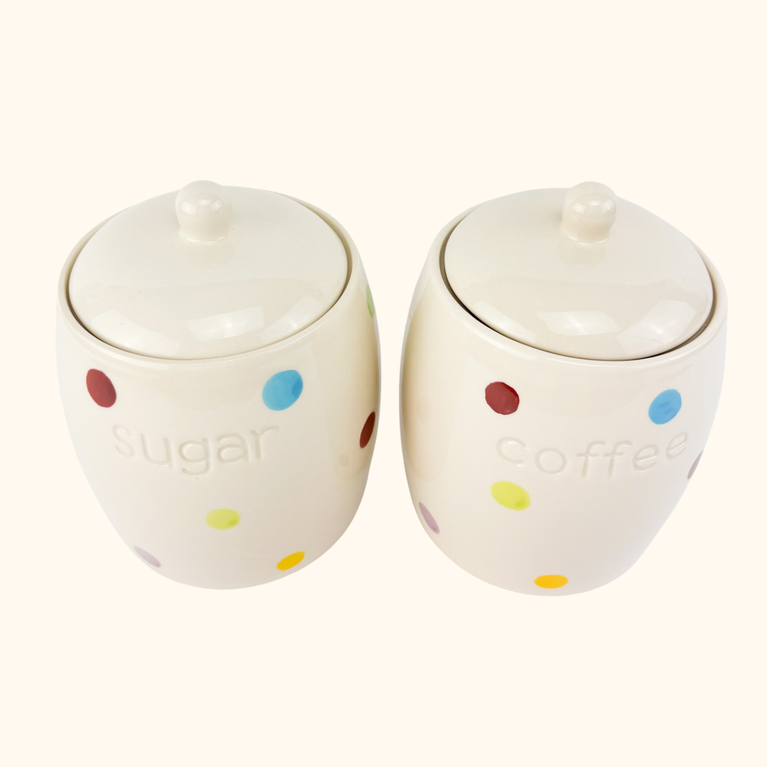 Rainbow Polka Dot Coffee Sugar Storage Jars Sunshine Thrift