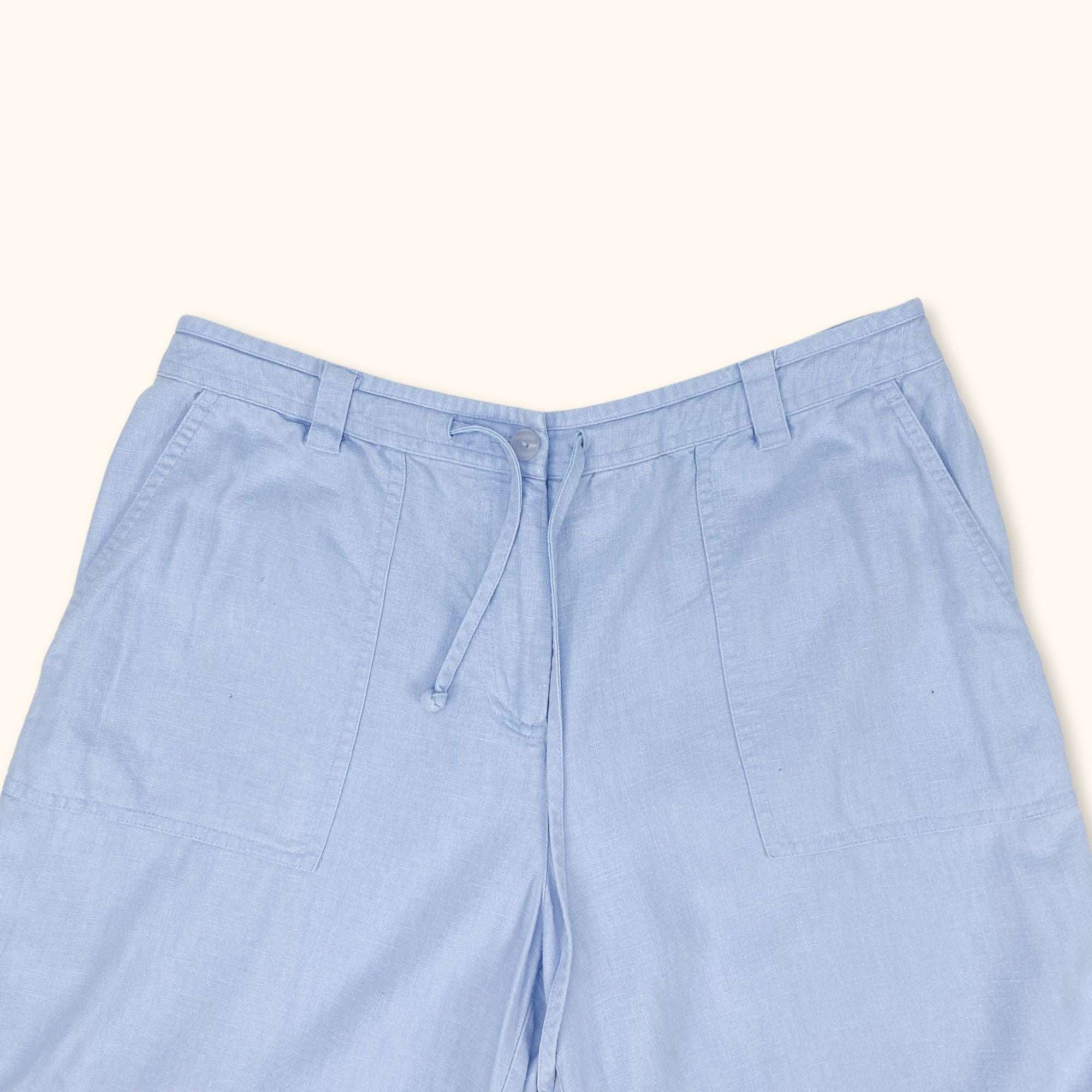 Light Blue Linen Blend Shorts - Size Medium -  -