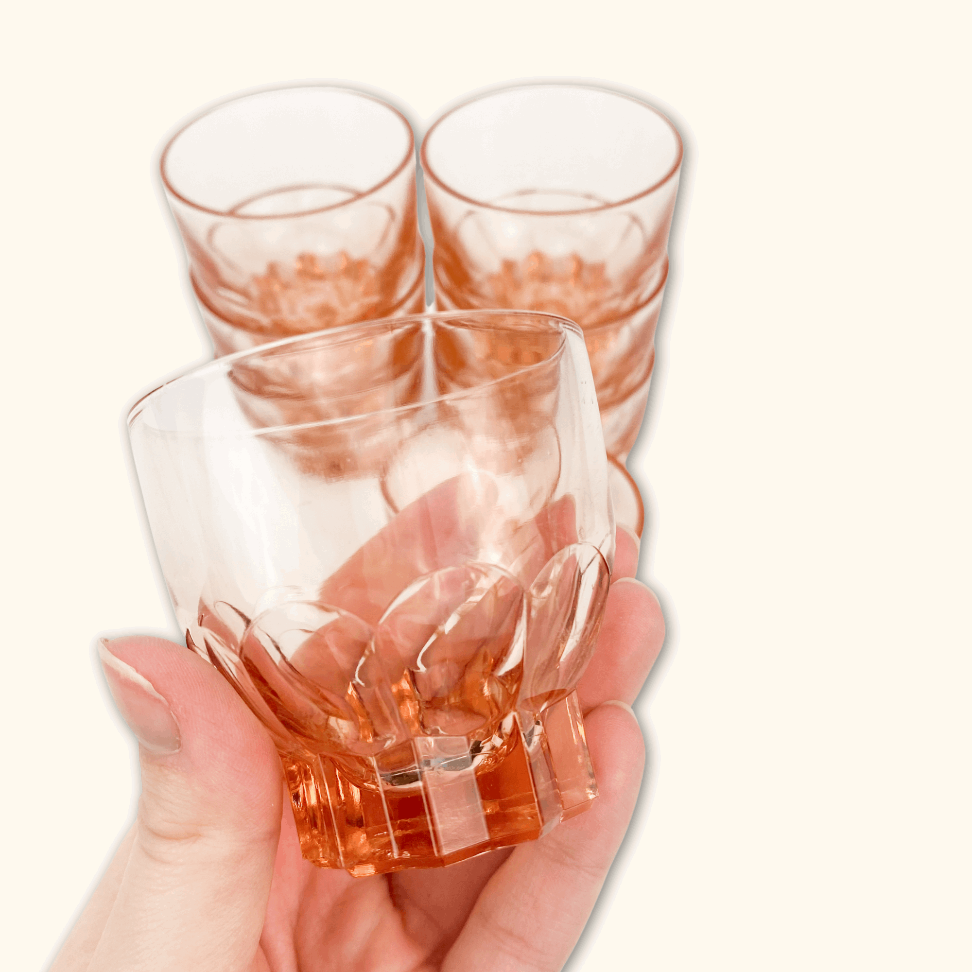 Vintage French Rose Pink Shot Glasses - Set of 4 - - Kitchenware