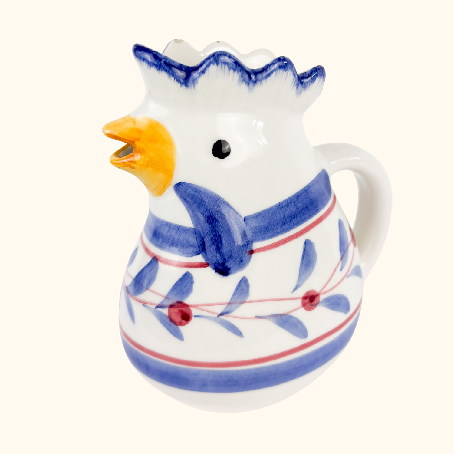 Vintage Italian Ceramic Chicken Rooster Jug Sunshine Thrift