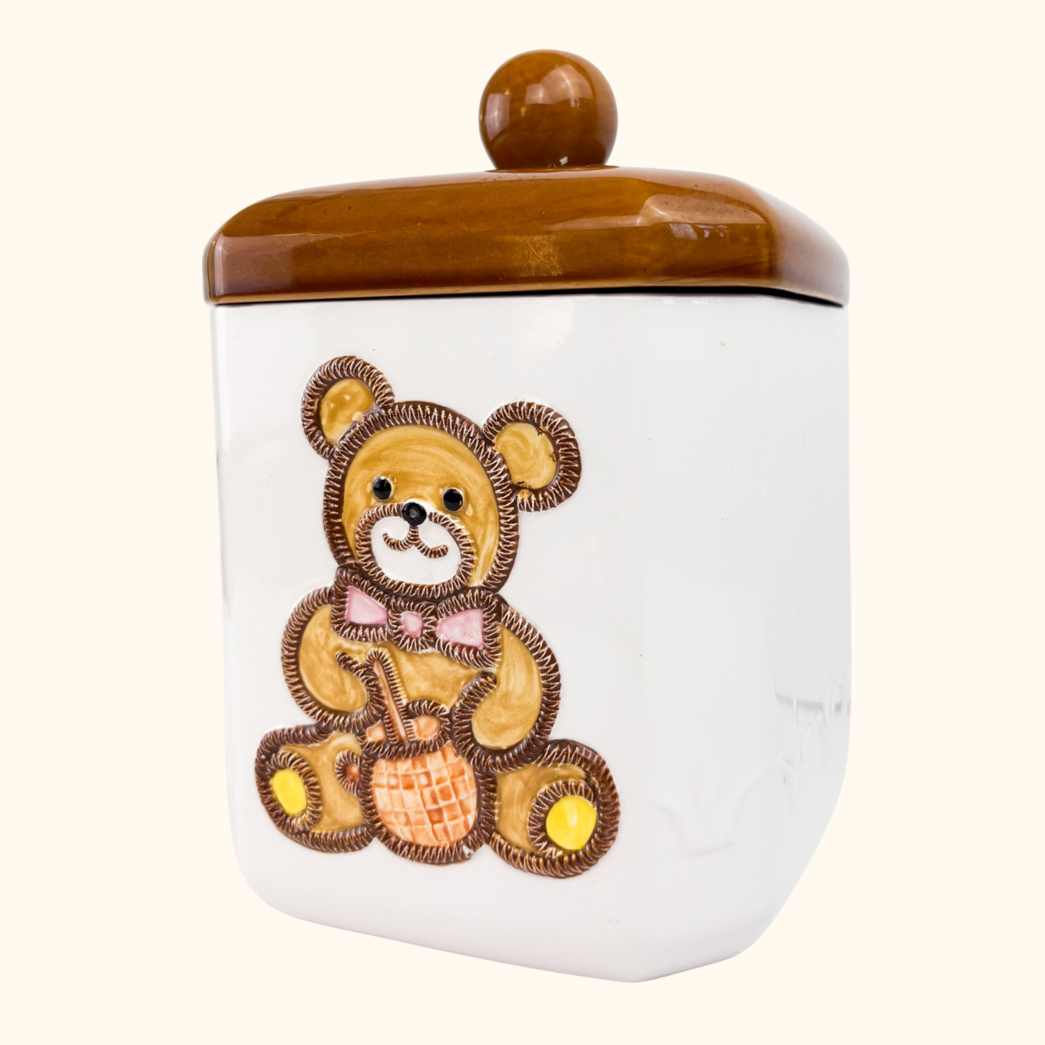 Japanese Made Ceramic Teddy Bear Cookie Jar Sunshine Thrift