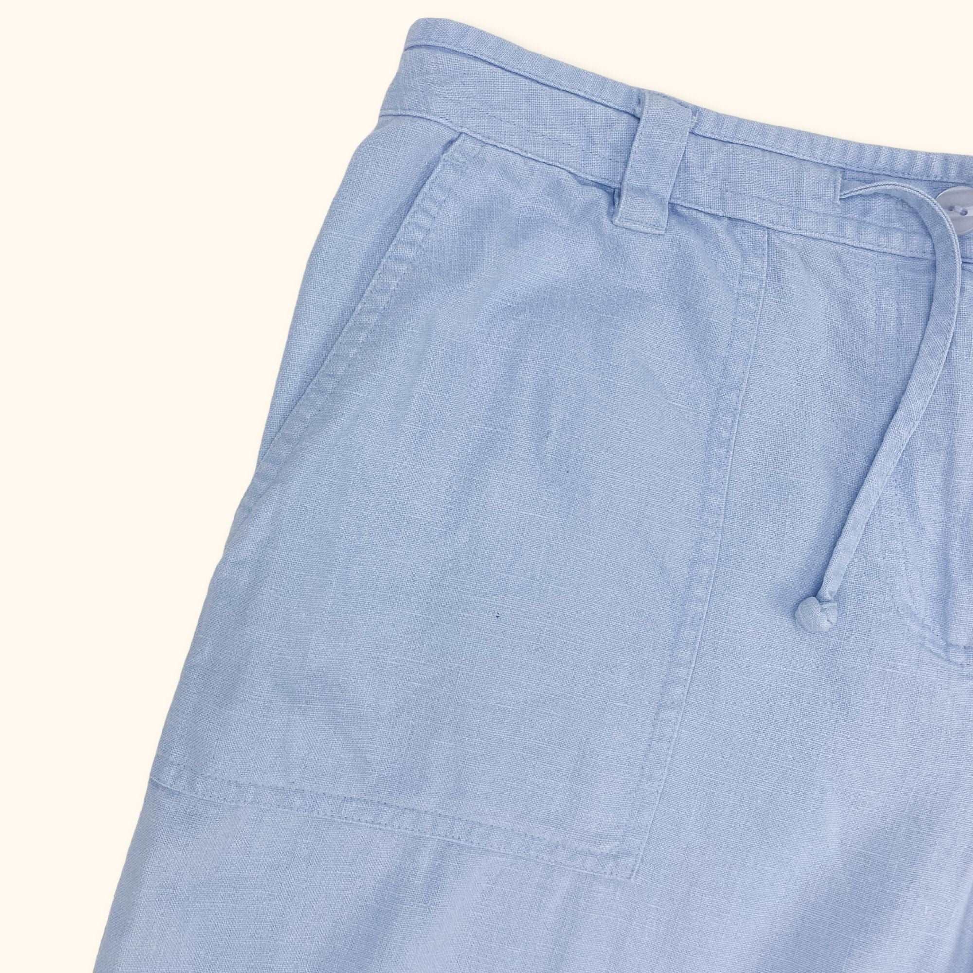 Light Blue Linen Blend Shorts - Size Medium -  -
