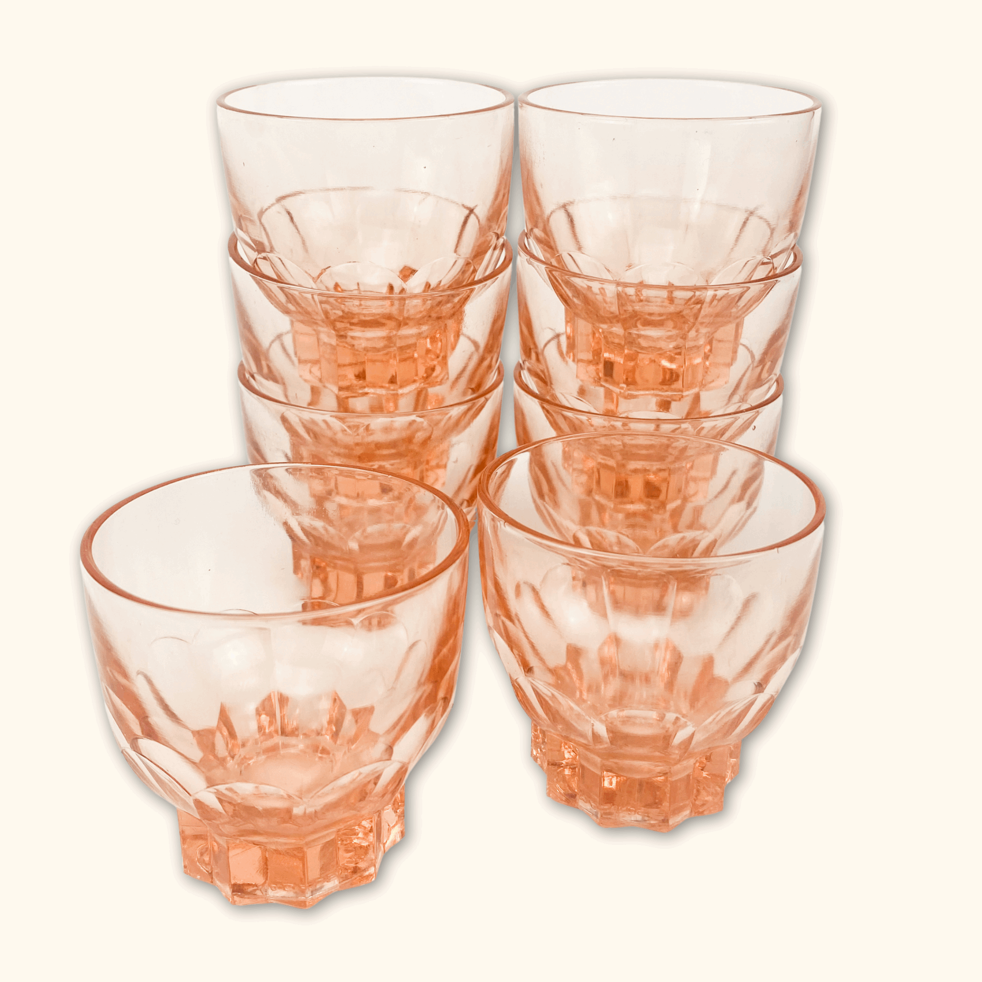 Vintage French Rose Pink Shot Glasses - Set of 4 - - Kitchenware