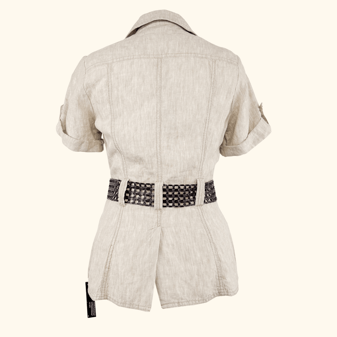 John Rocha Beige 100% Linen Short Sleeve Shirt - Size 10 John Rocha