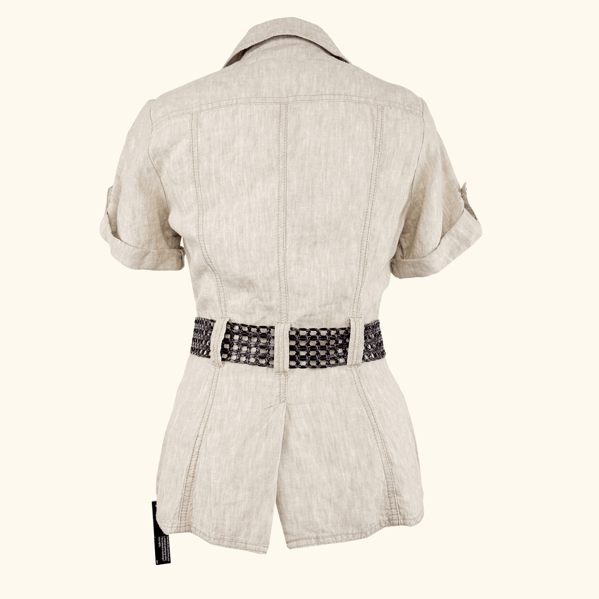 John Rocha Beige 100% Linen Short Sleeve Shirt - Size 10 John Rocha