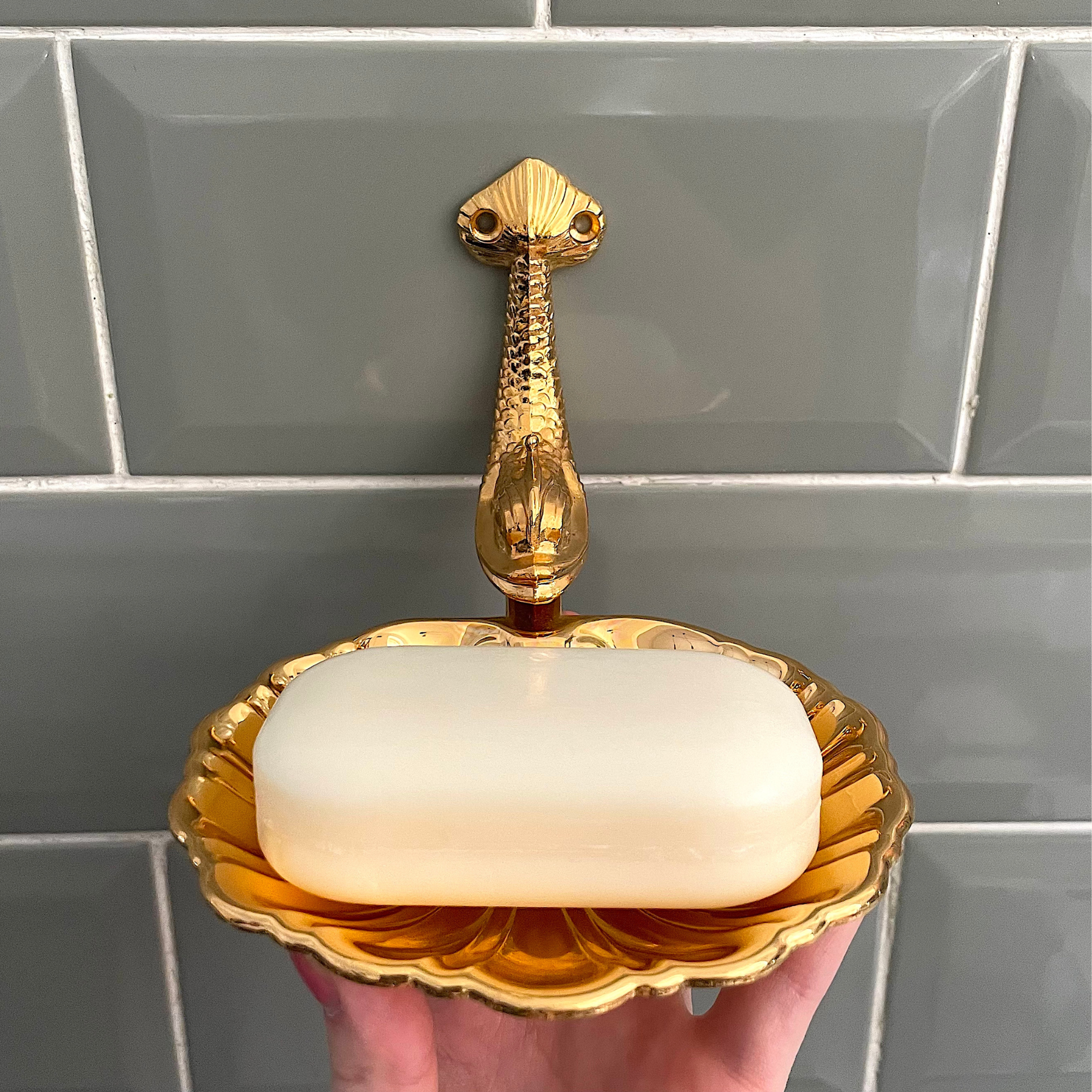 Vintage Gold Plated Dolphin Soap Dish -  - Bathroom