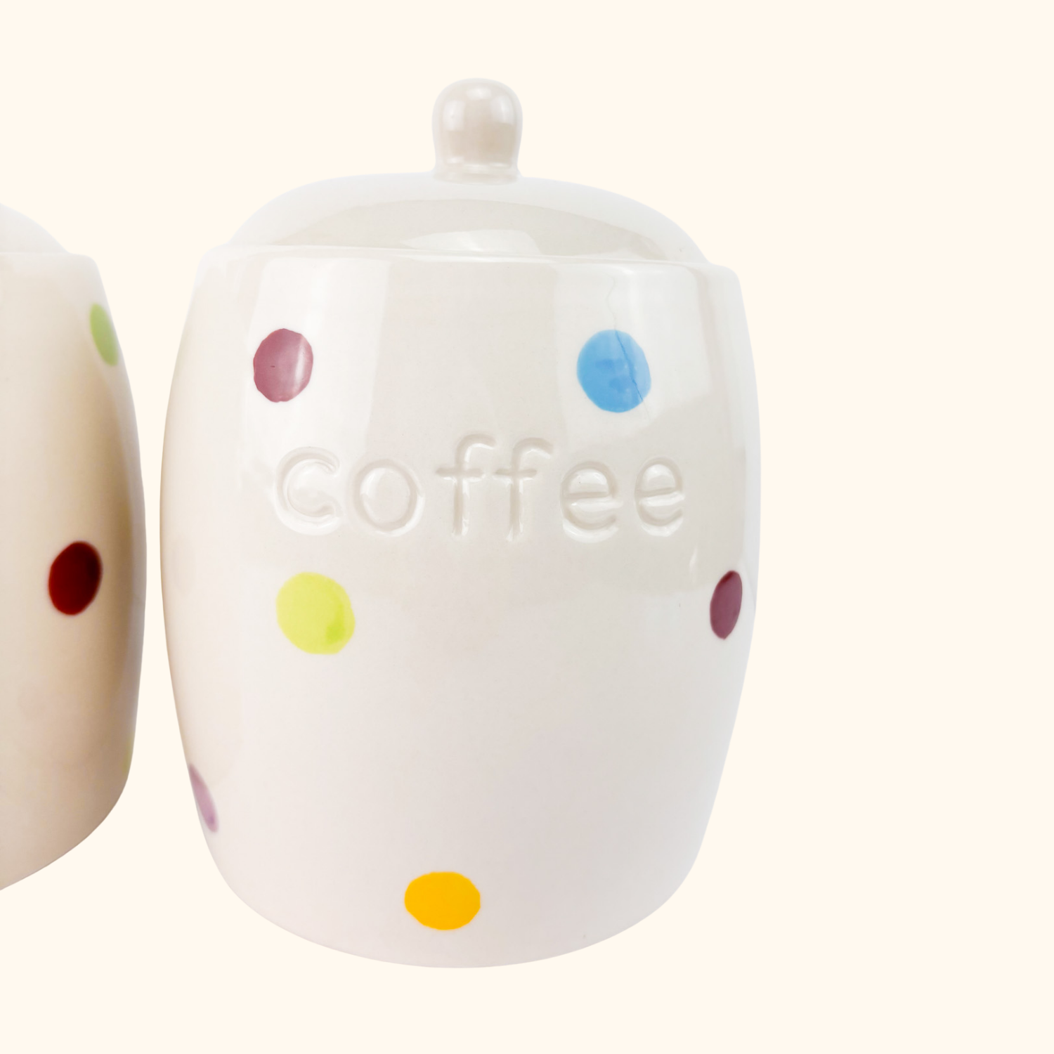 Rainbow Polka Dot Coffee Sugar Storage Jars Sunshine Thrift