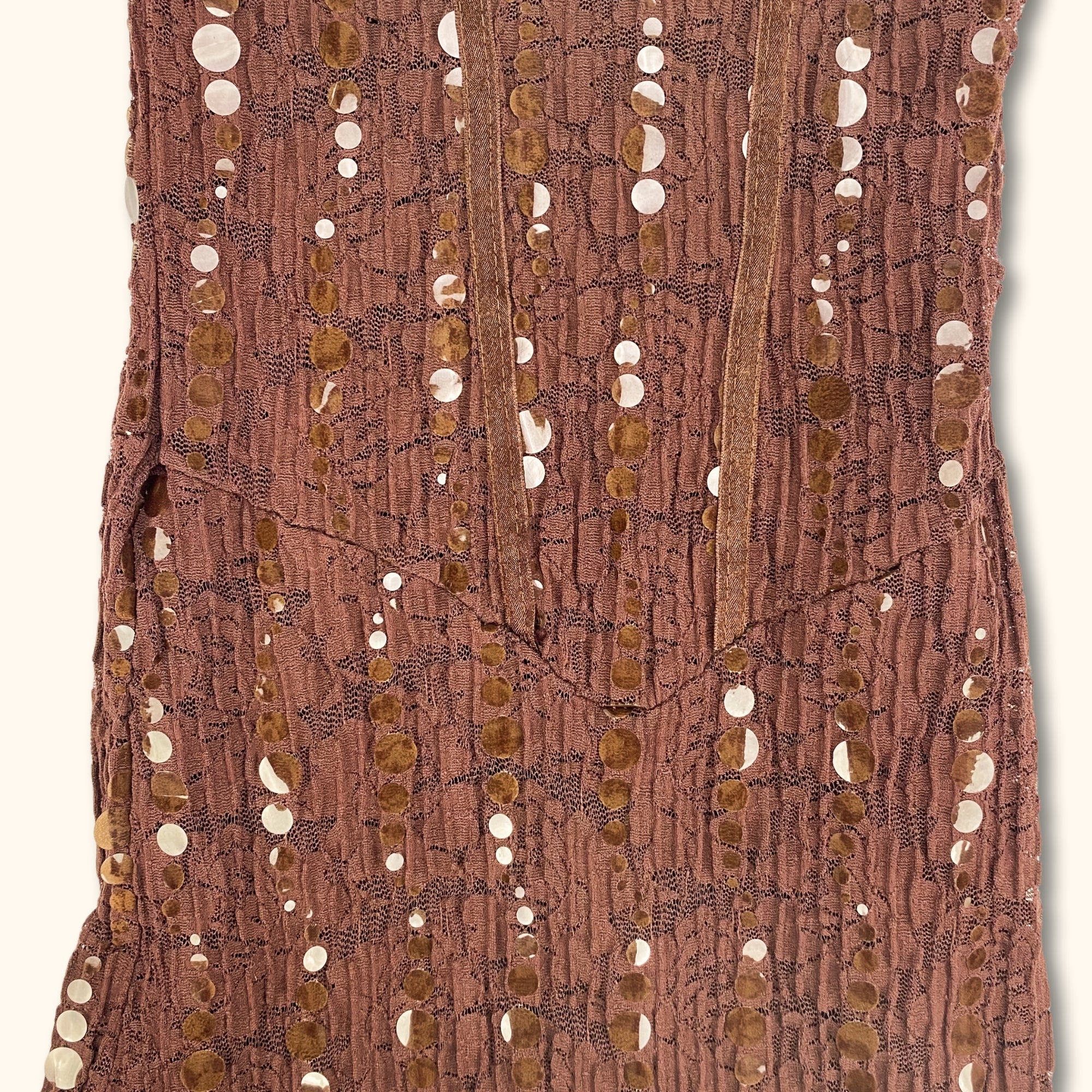 Y2K Brown Lace Midi Dress - Size Small - - Dresses