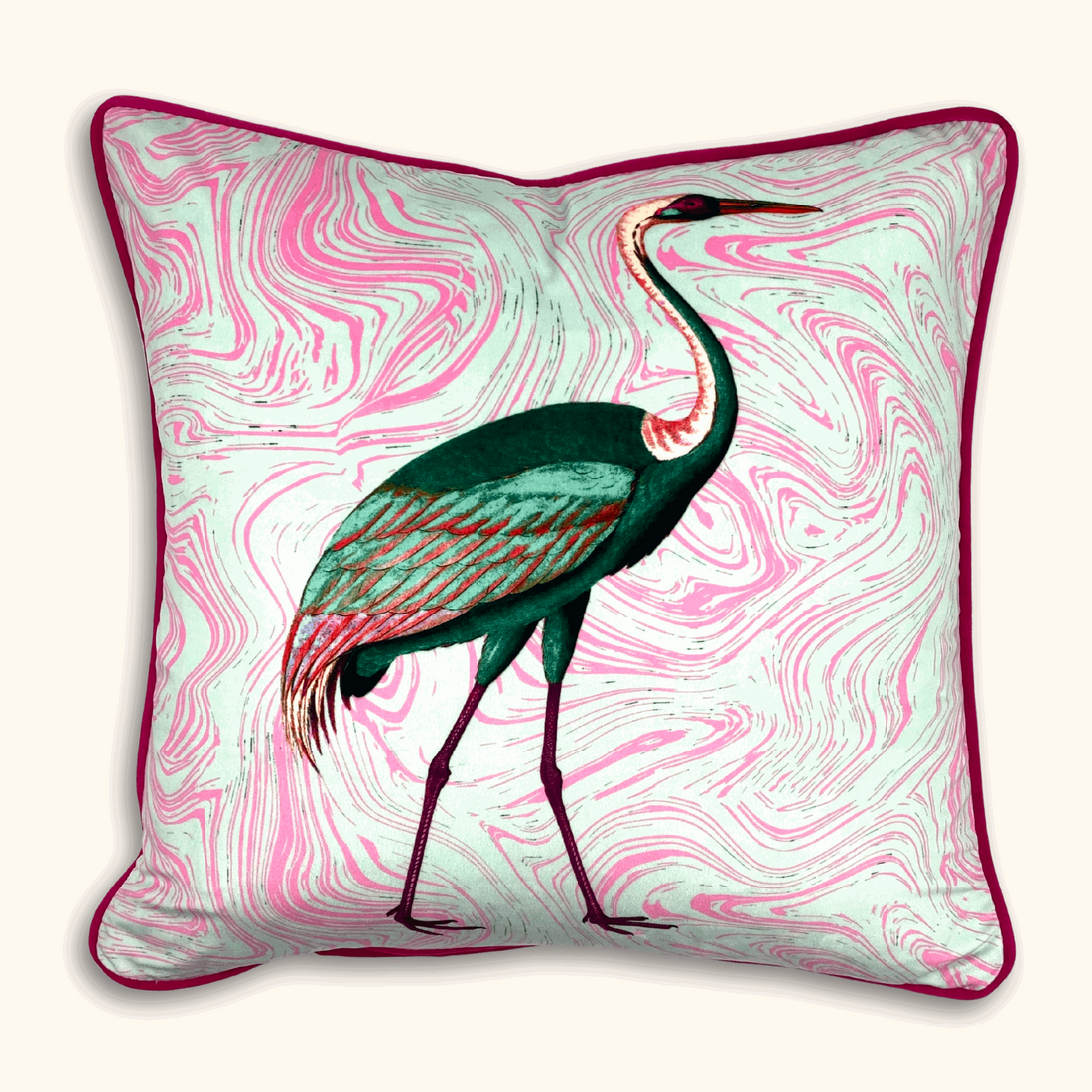 Velvet Bird Hot Pink Large Cushion Cover - - Cushion covers
