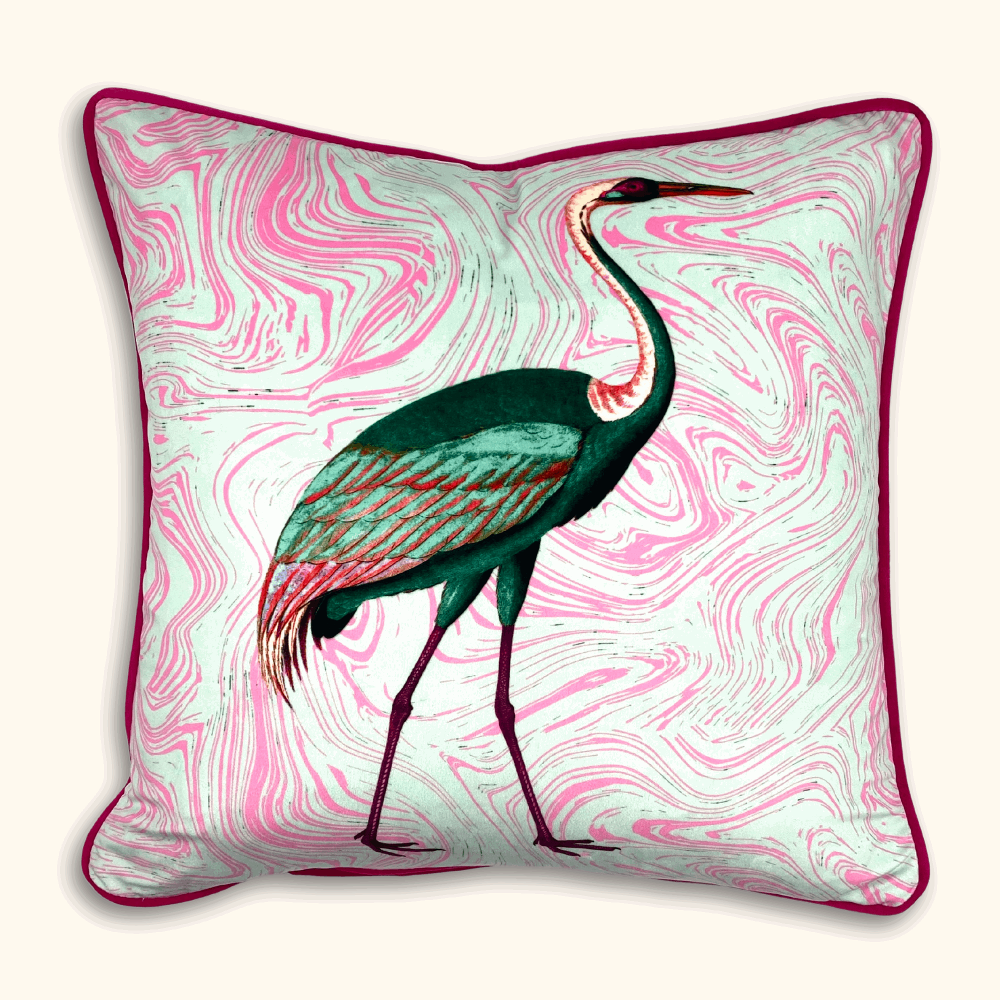 Velvet Bird Hot Pink Large Cushion Cover - - Cushion covers