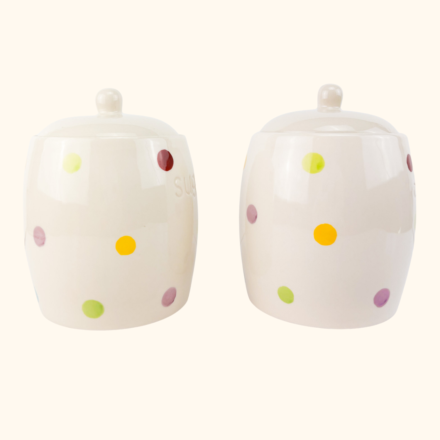 Rainbow Polka Dot Coffee Sugar Storage Jars Sunshine Thrift