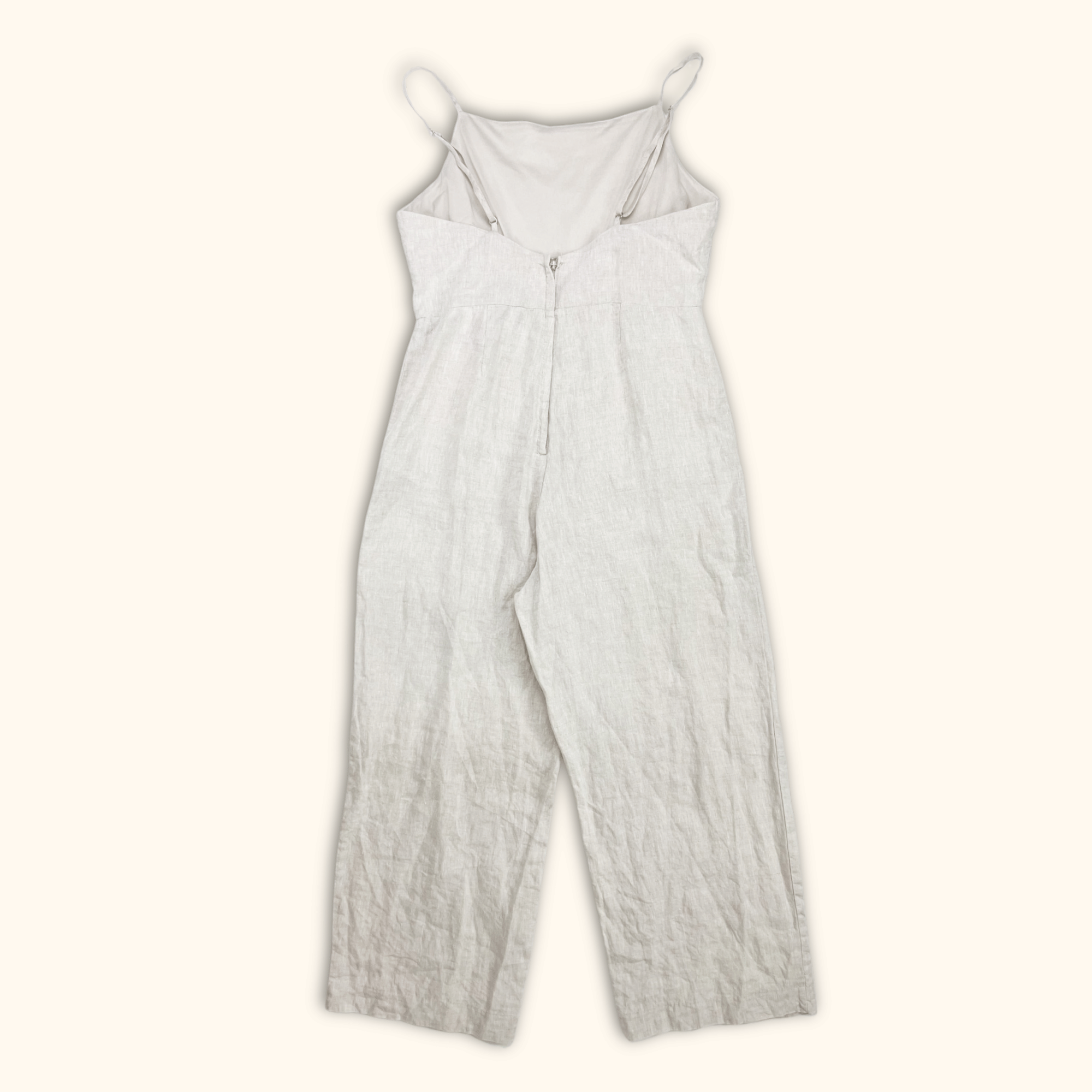 H&M Beige 100% Linen Jumpsuit - Size Medium H&M