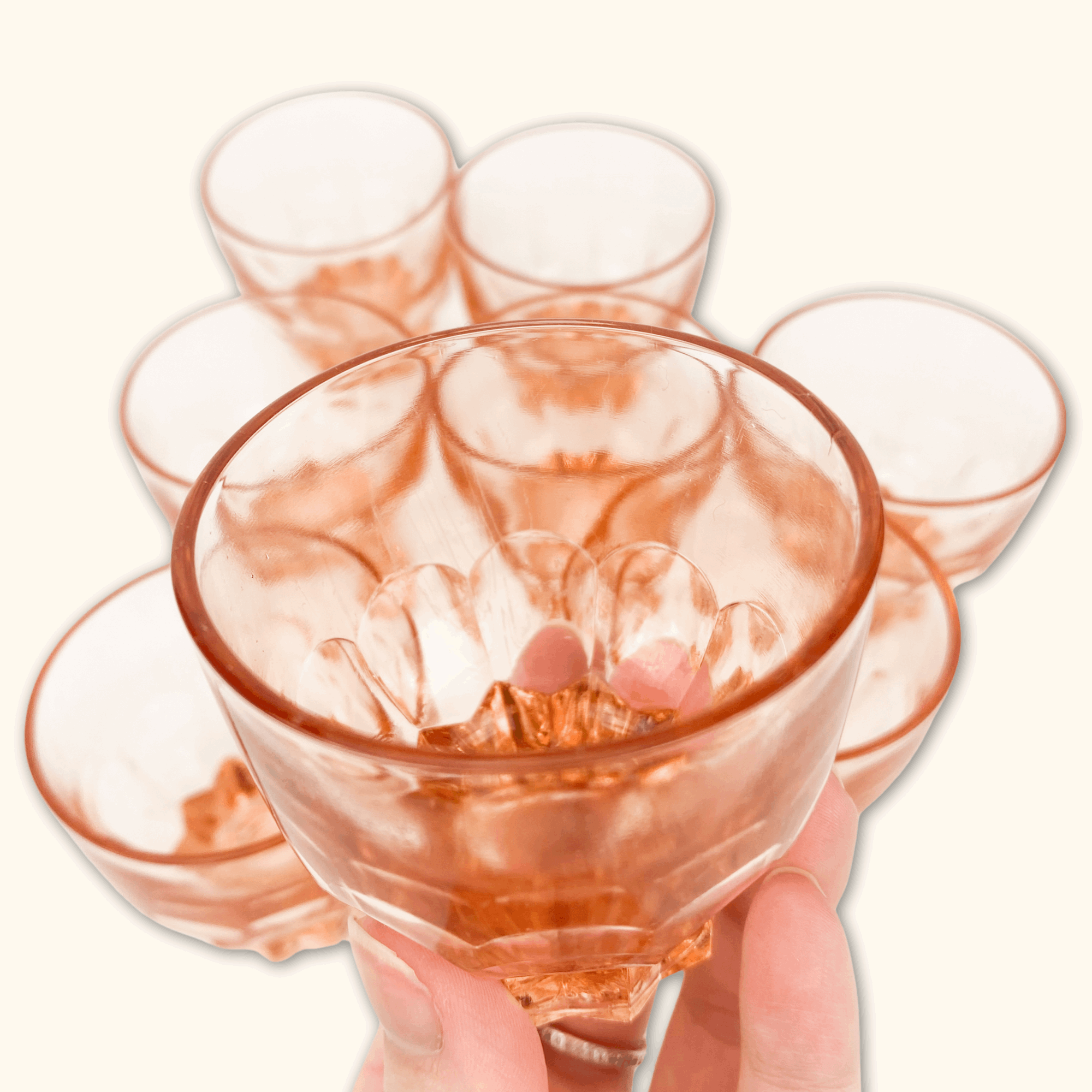 Vintage French Rose Pink Shot Glasses - Set of 4 - - Kitchenware