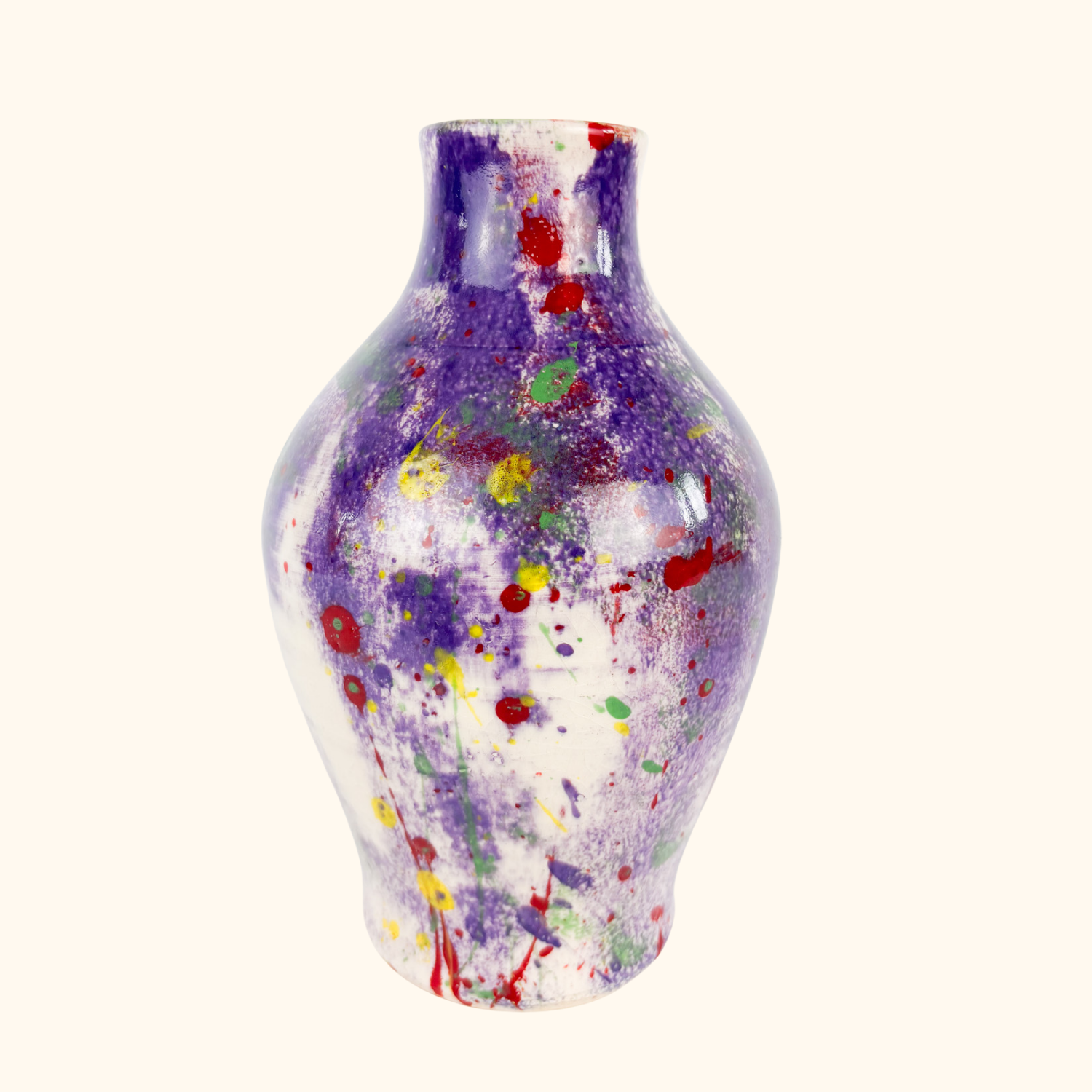 Purple Ceramic Hand Painted Splatter Vase Sunshine Thrift