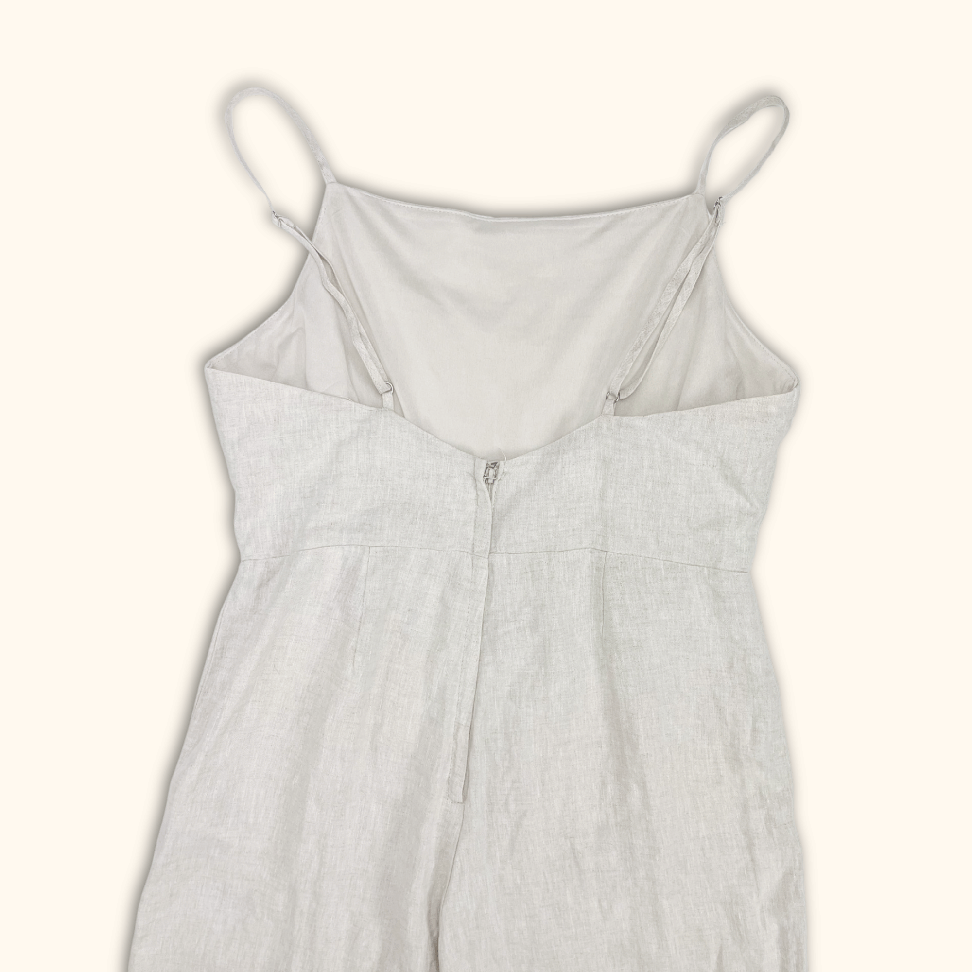 H&M Beige 100% Linen Jumpsuit - Size Medium H&M