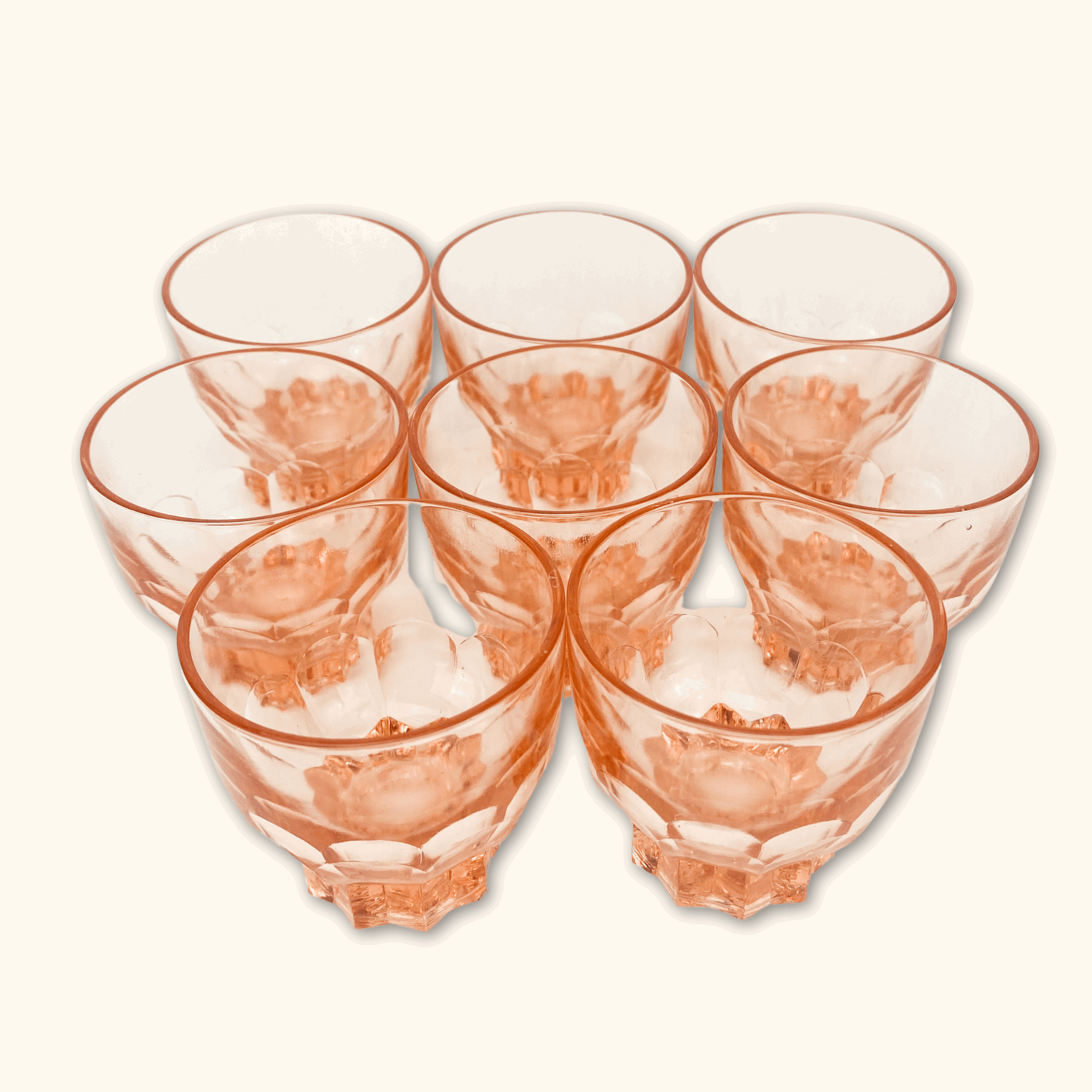 Vintage French Rose Pink Shot Glasses - Set of 4 - - Kitchenware