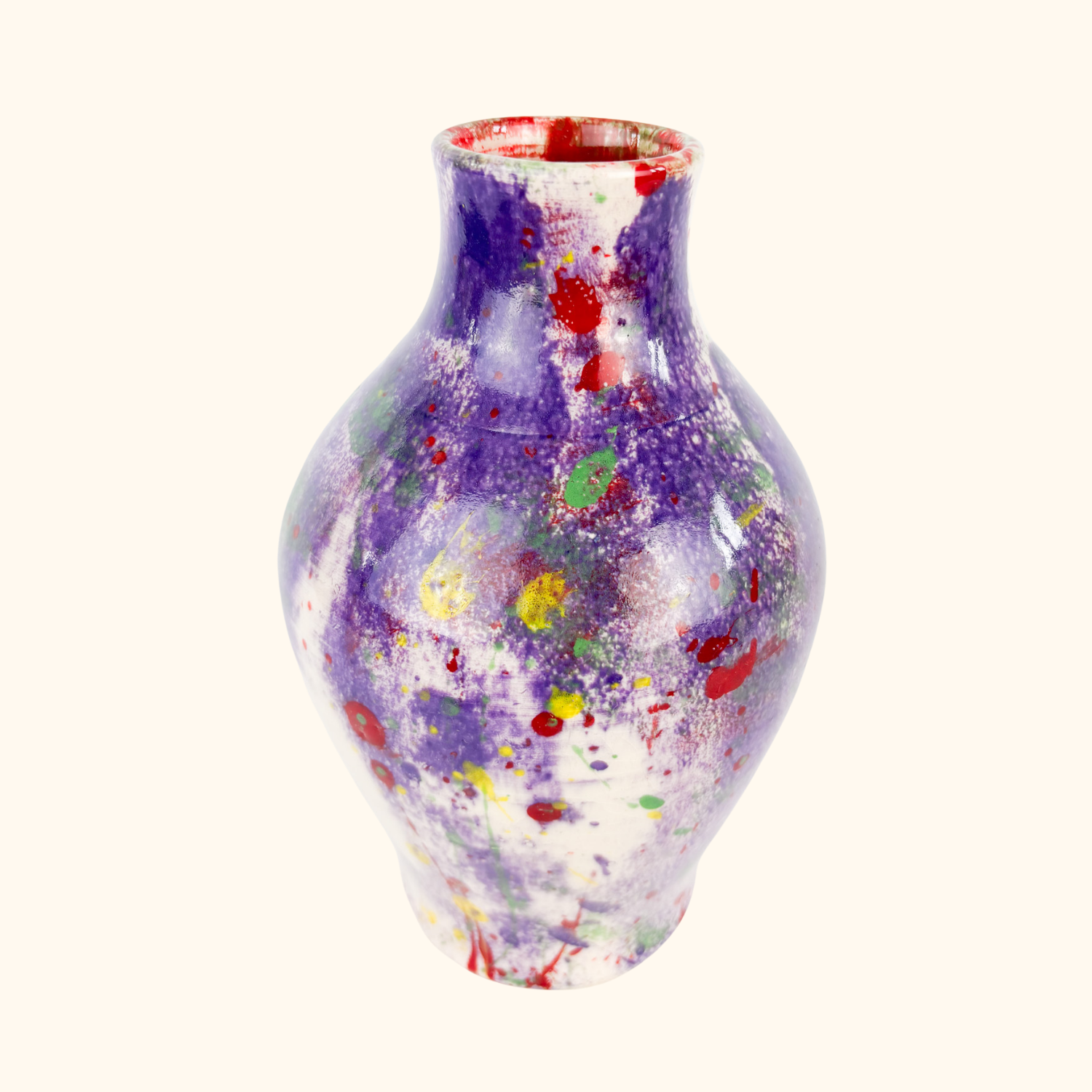 Purple Ceramic Hand Painted Splatter Vase Sunshine Thrift
