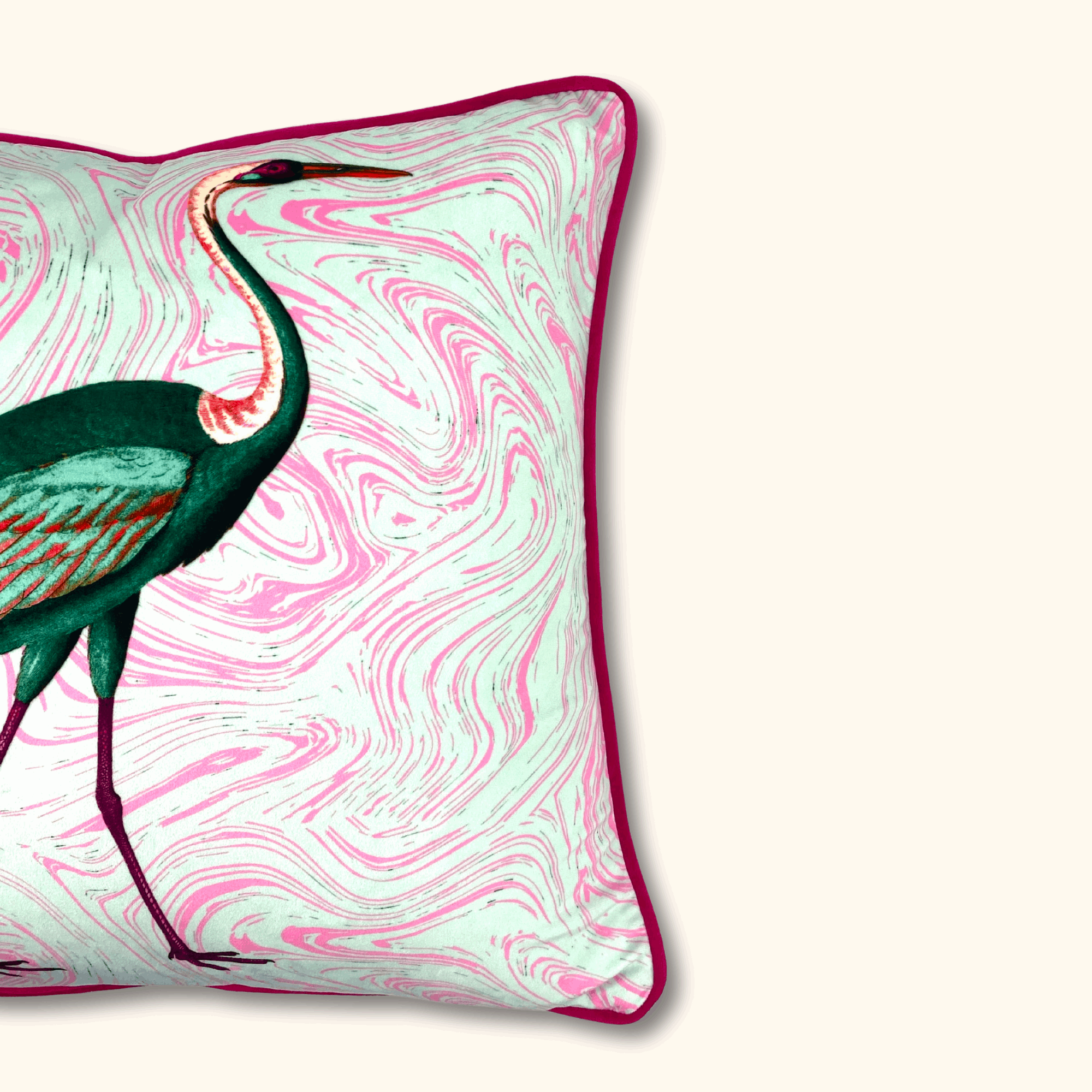 Velvet Bird Hot Pink Large Cushion Cover - - Cushion covers