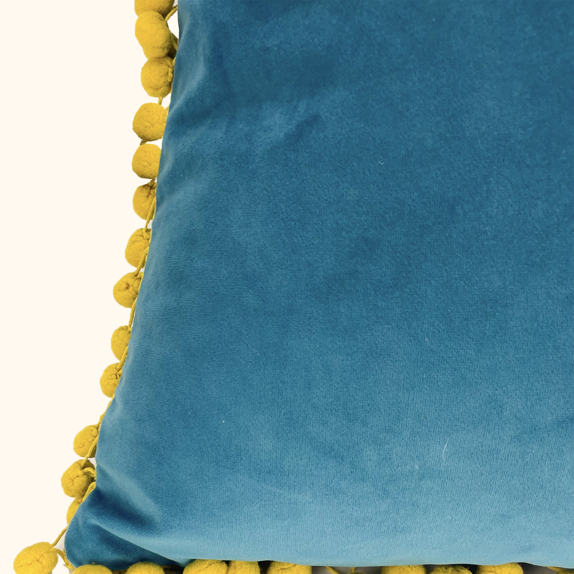 Teal Pom Pom Velvet Square Cushion Cover -  - Cushion covers