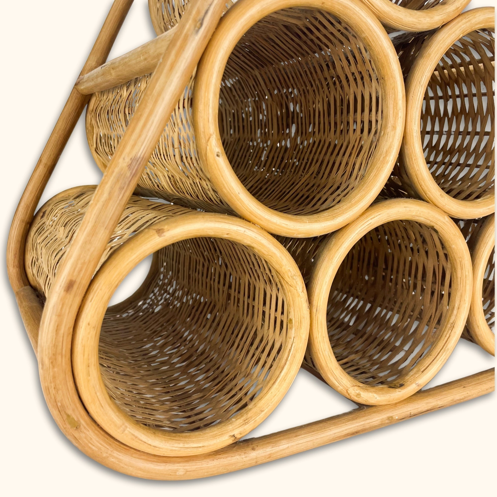 Vintage Bamboo Wicker 6-Bottle Wine Rack -  - Kitchenware