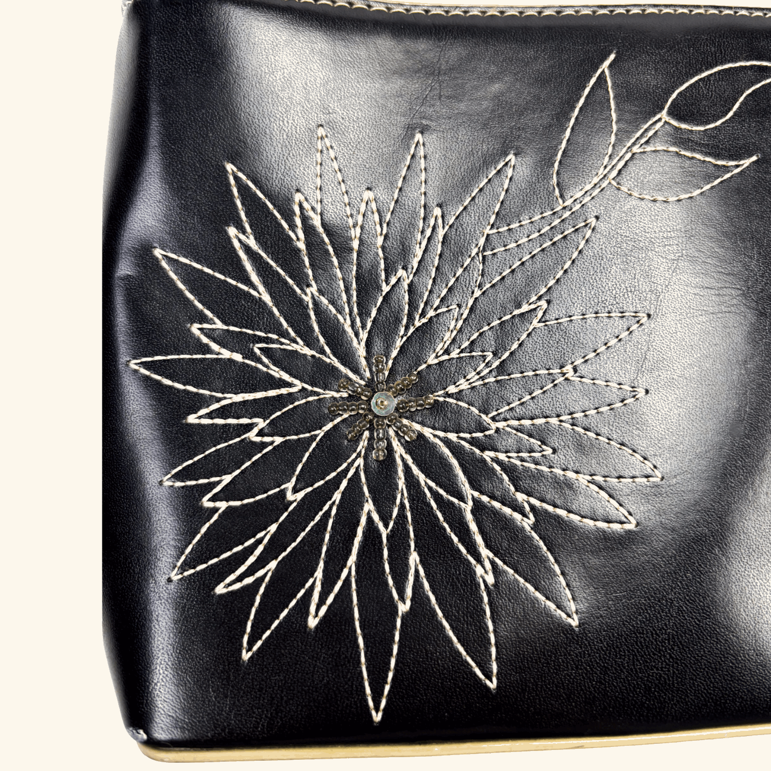 River Island Black Faux Leather Floral Shoulder Bag