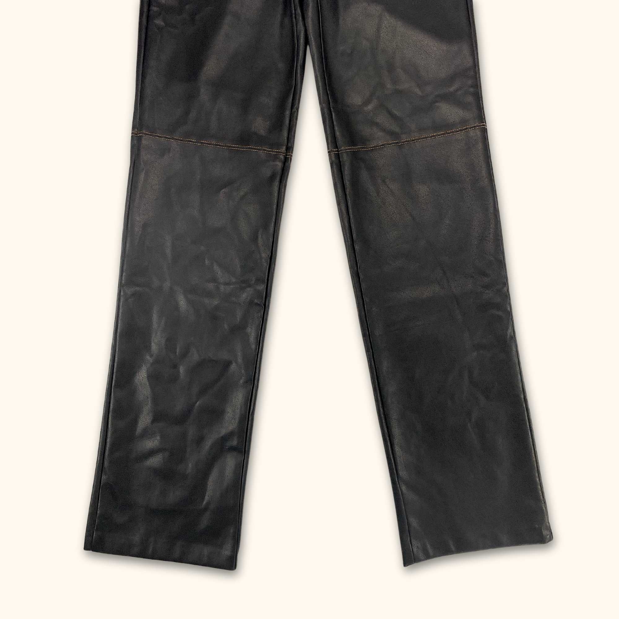 Pull & Bear Black Faux Leather Straight Leg Trousers - Size Small - - Jeans & Trousers