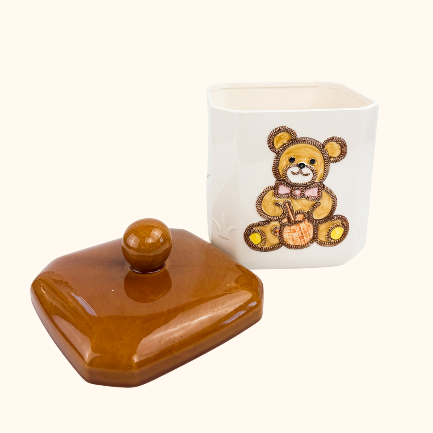 Japanese Made Ceramic Teddy Bear Cookie Jar Sunshine Thrift
