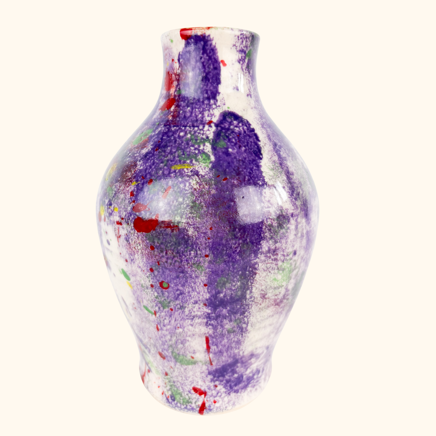 Purple Ceramic Hand Painted Splatter Vase Sunshine Thrift