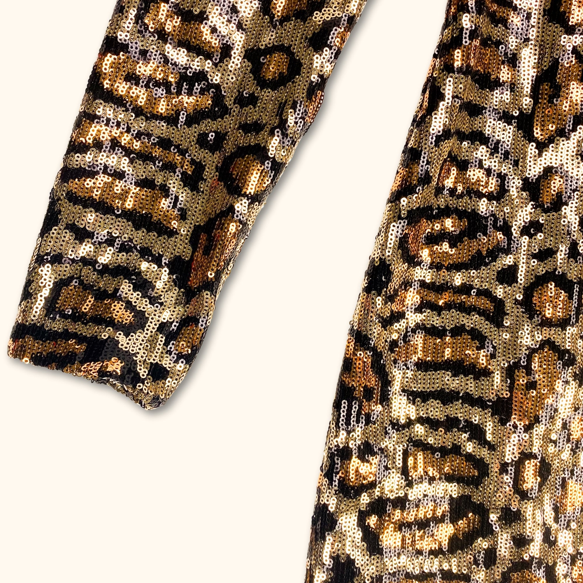Topshop Leopard Print Long Sleeve Sequin Dress - Size 12 - - Dresses