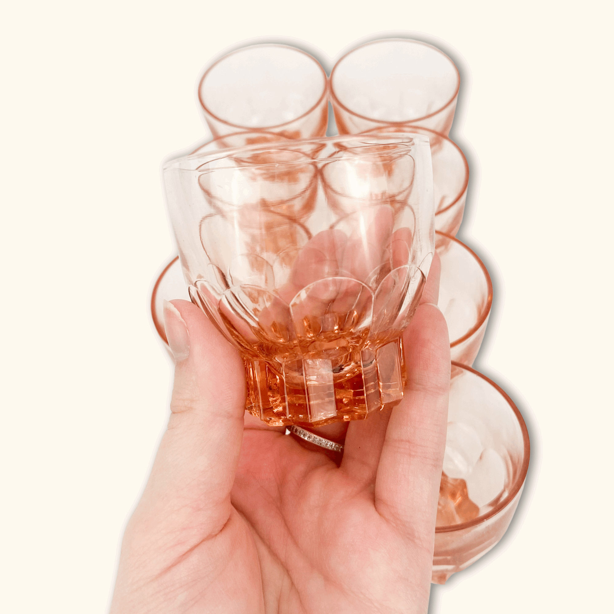 Vintage French Rose Pink Shot Glasses - Set of 4 - - Kitchenware