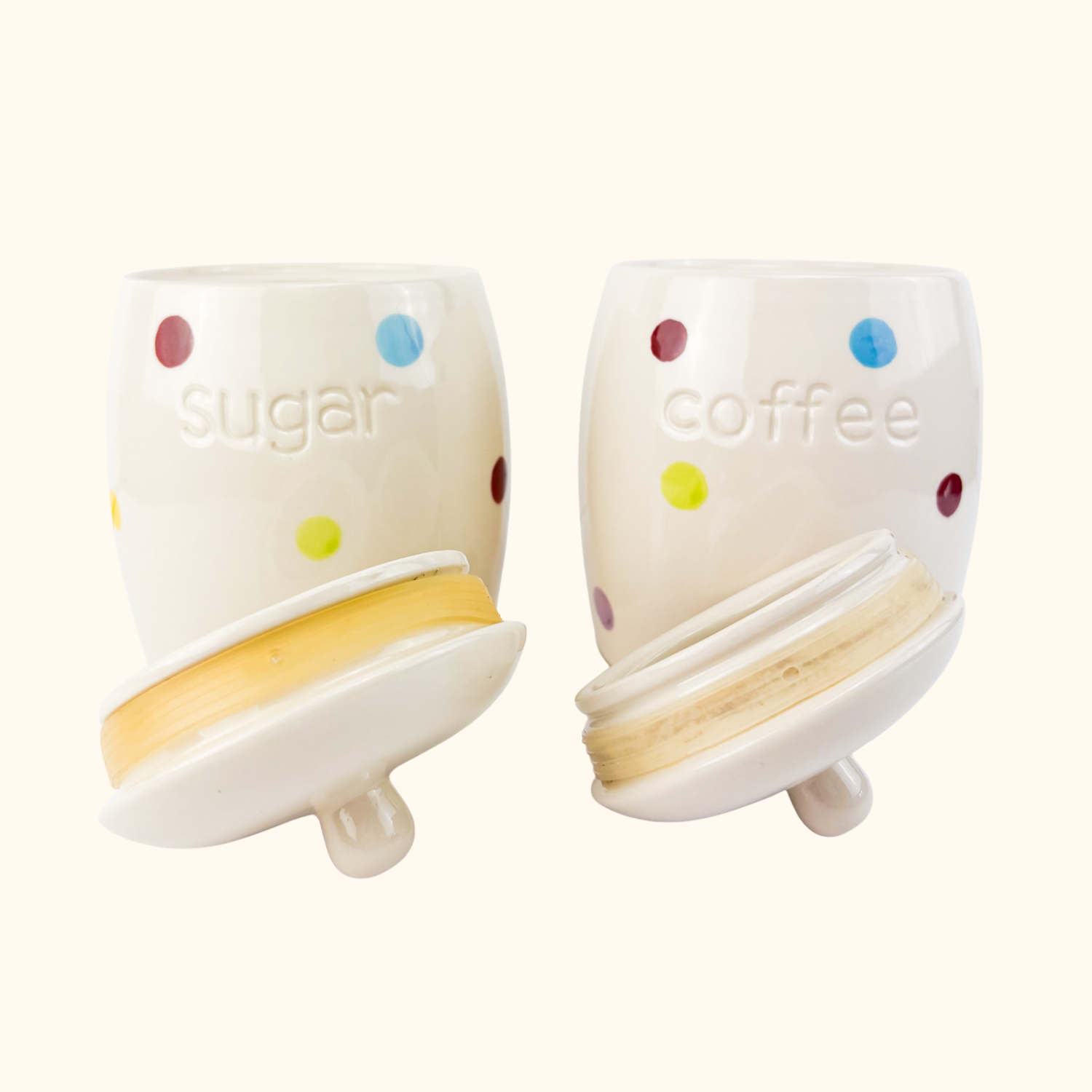Rainbow Polka Dot Coffee Sugar Storage Jars Sunshine Thrift