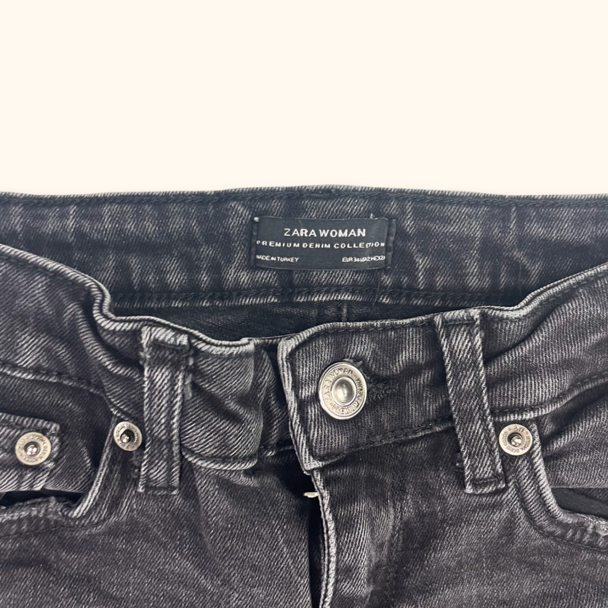 Zara Black Embroidered Floral Skinny Jeans - Size XS