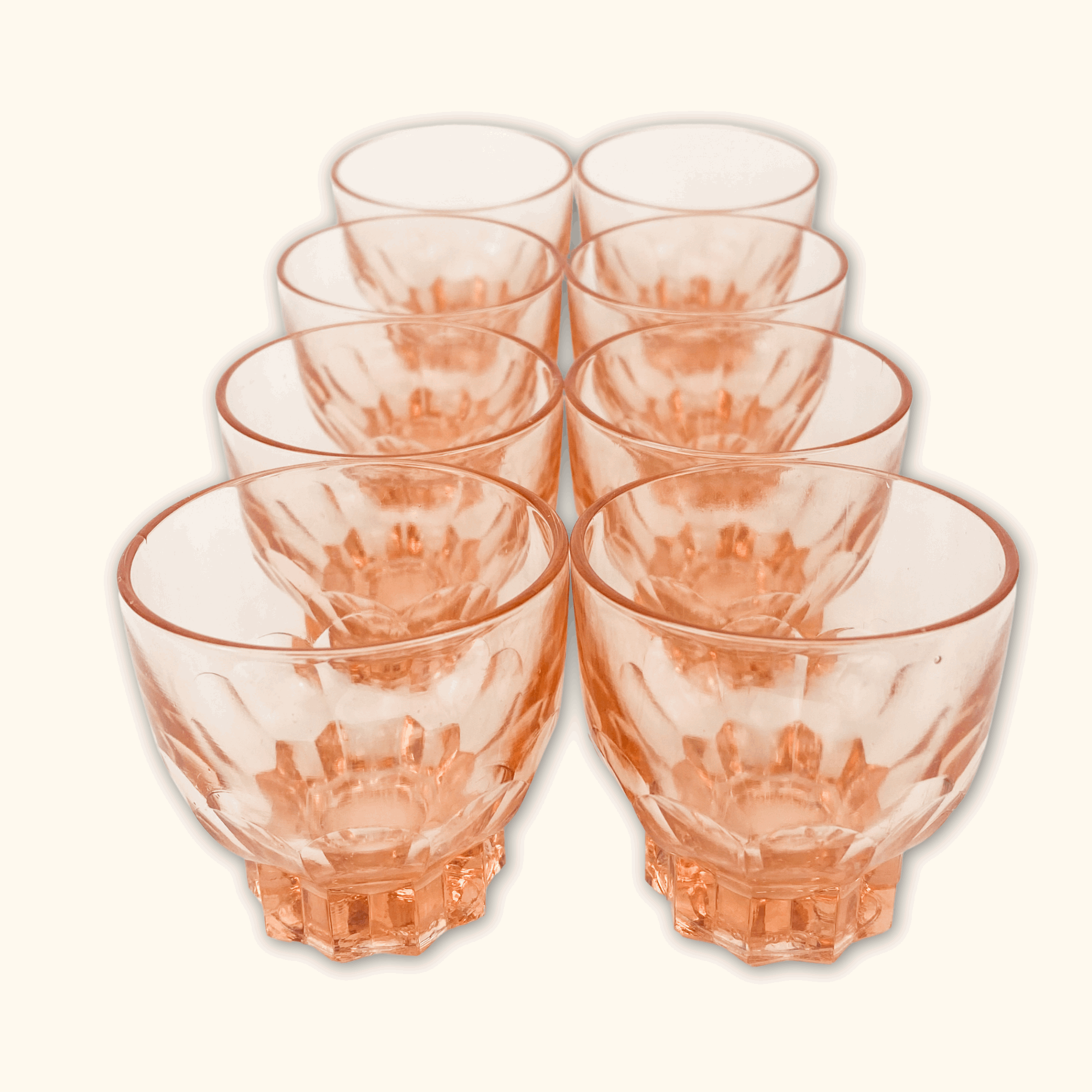Vintage French Rose Pink Shot Glasses - Set of 4 - - Kitchenware