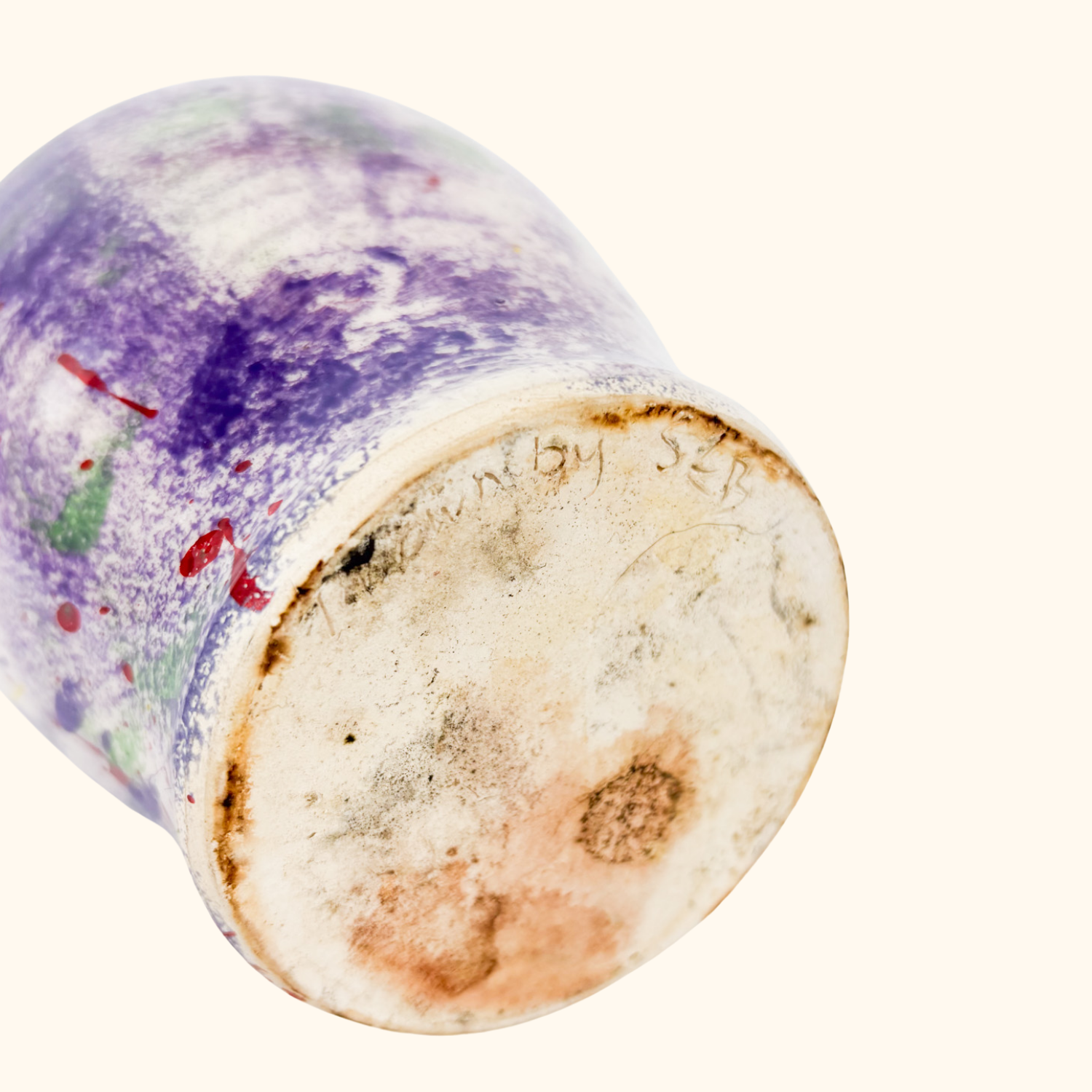 Purple Ceramic Hand Painted Splatter Vase Sunshine Thrift