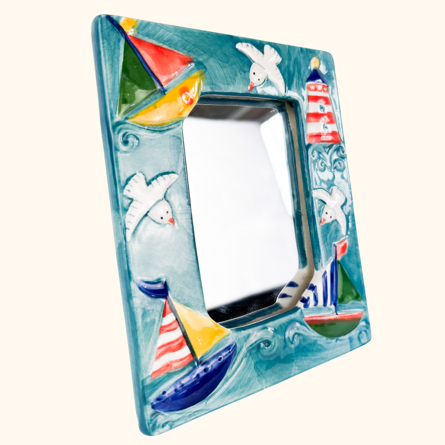 Coastal Marine Ceramic Framed Mirror - - Mirrors
