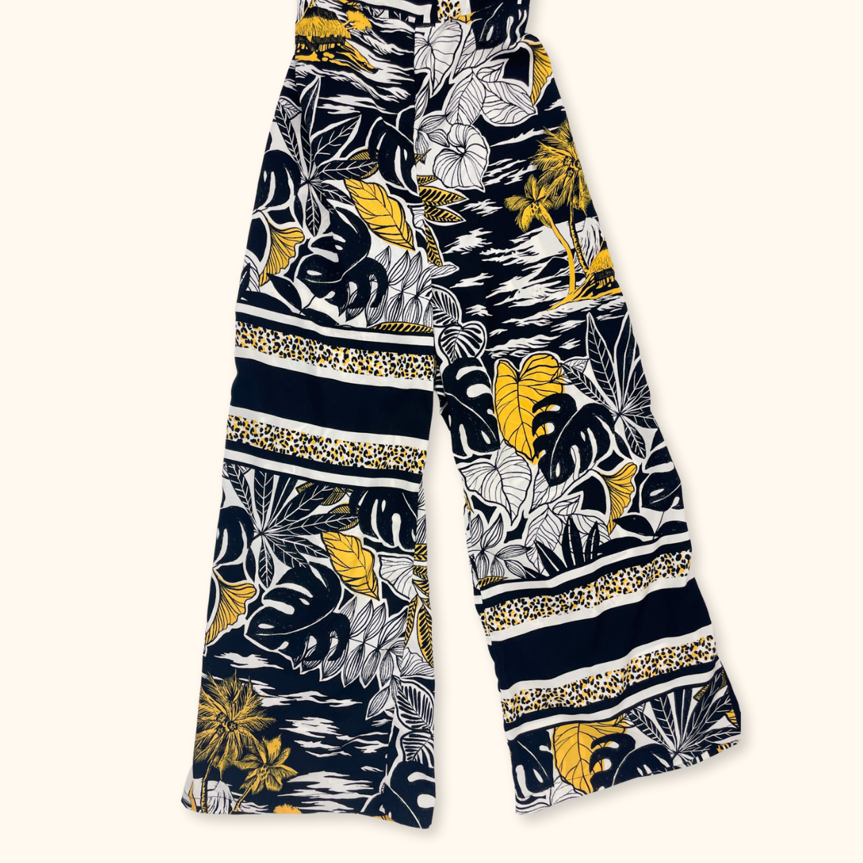 Topshop Black Tropical Print Cropped Jumpsuit - Size 10 Topshop