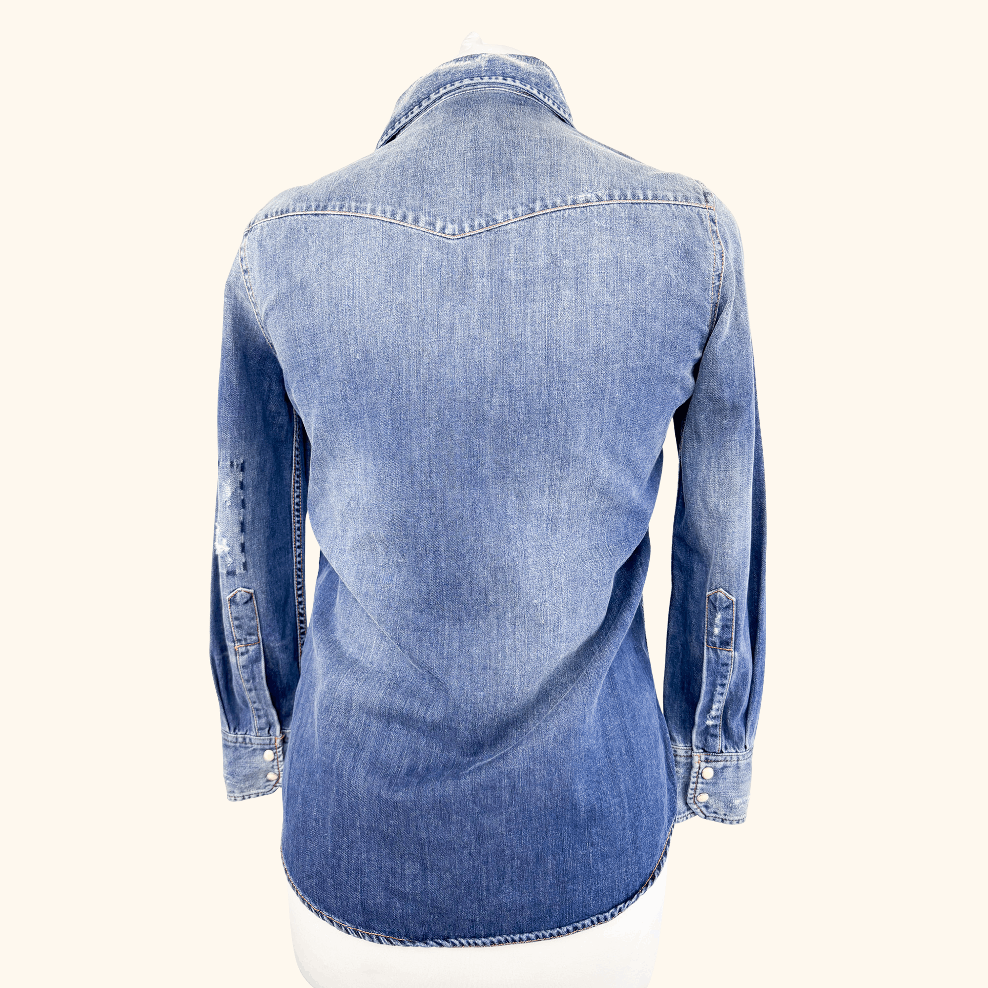 Miss Sixty Distressed Blue Denim Long Sleeve Size - Size Small